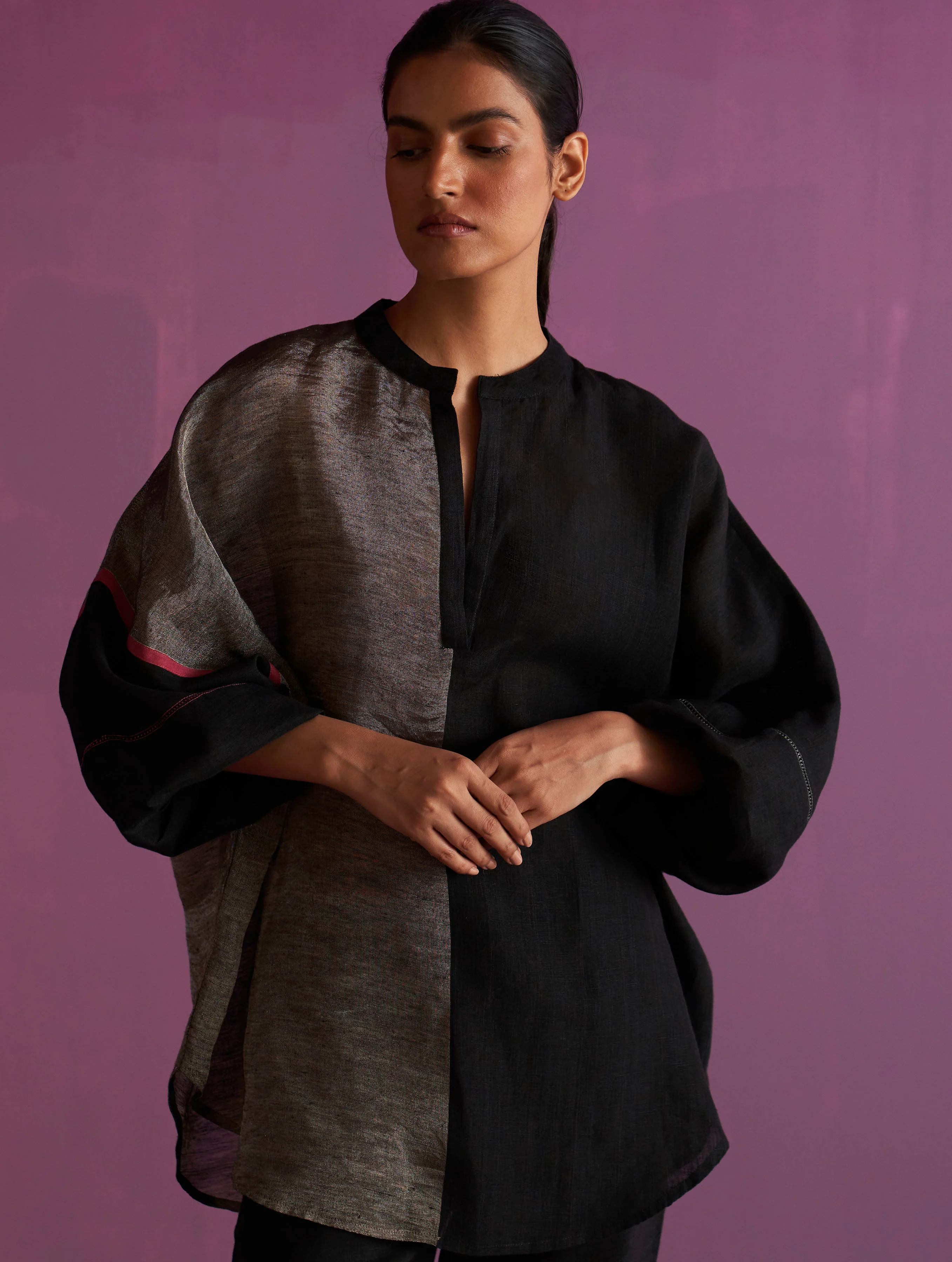 Ana Metallic Linen Co-ord Set - Black - Image 5