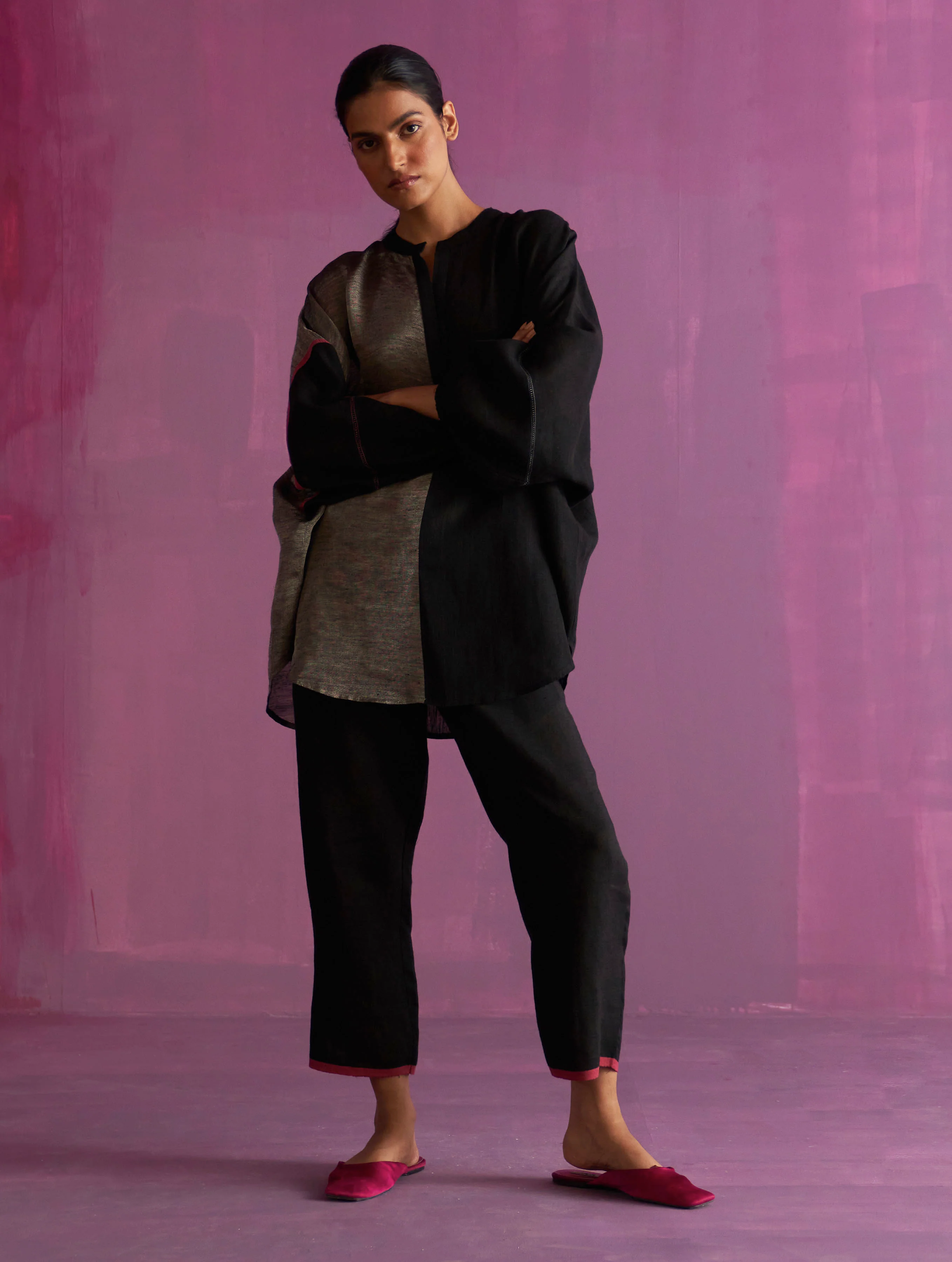 Ana Metallic Linen Co-ord Set - Black - Image 7