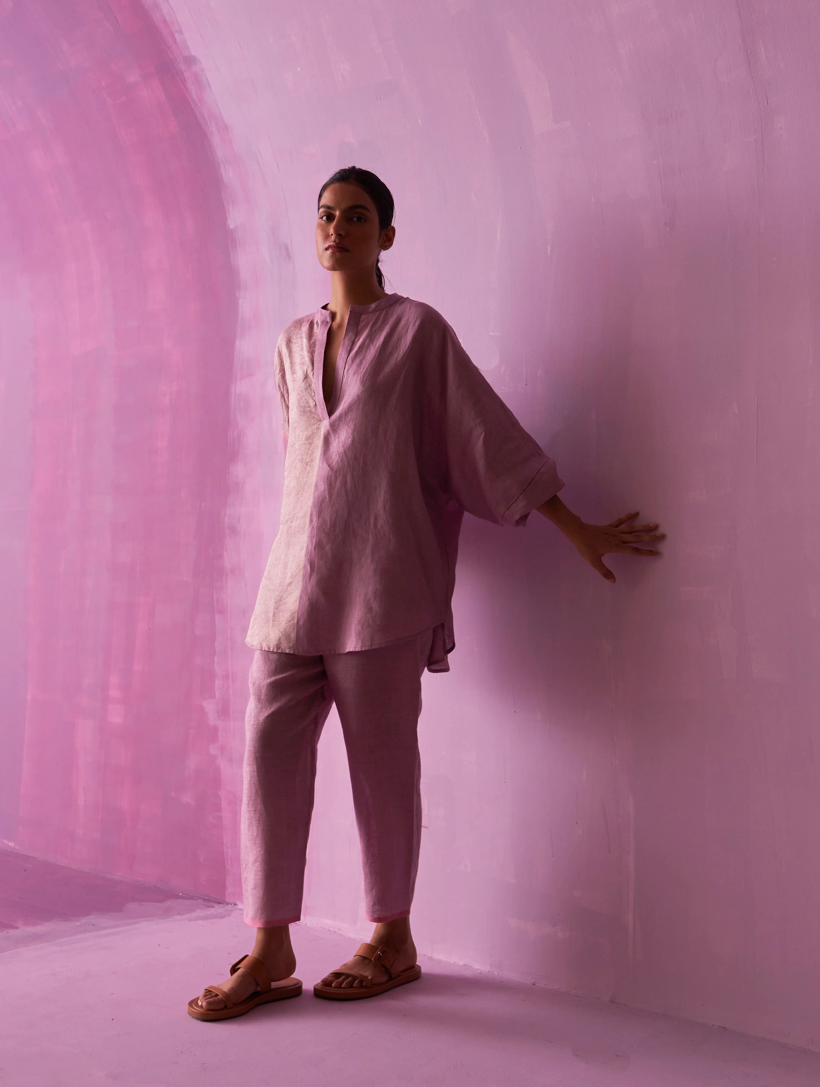 Ana Metallic Linen Co-ord Set - Lavender - Image 2