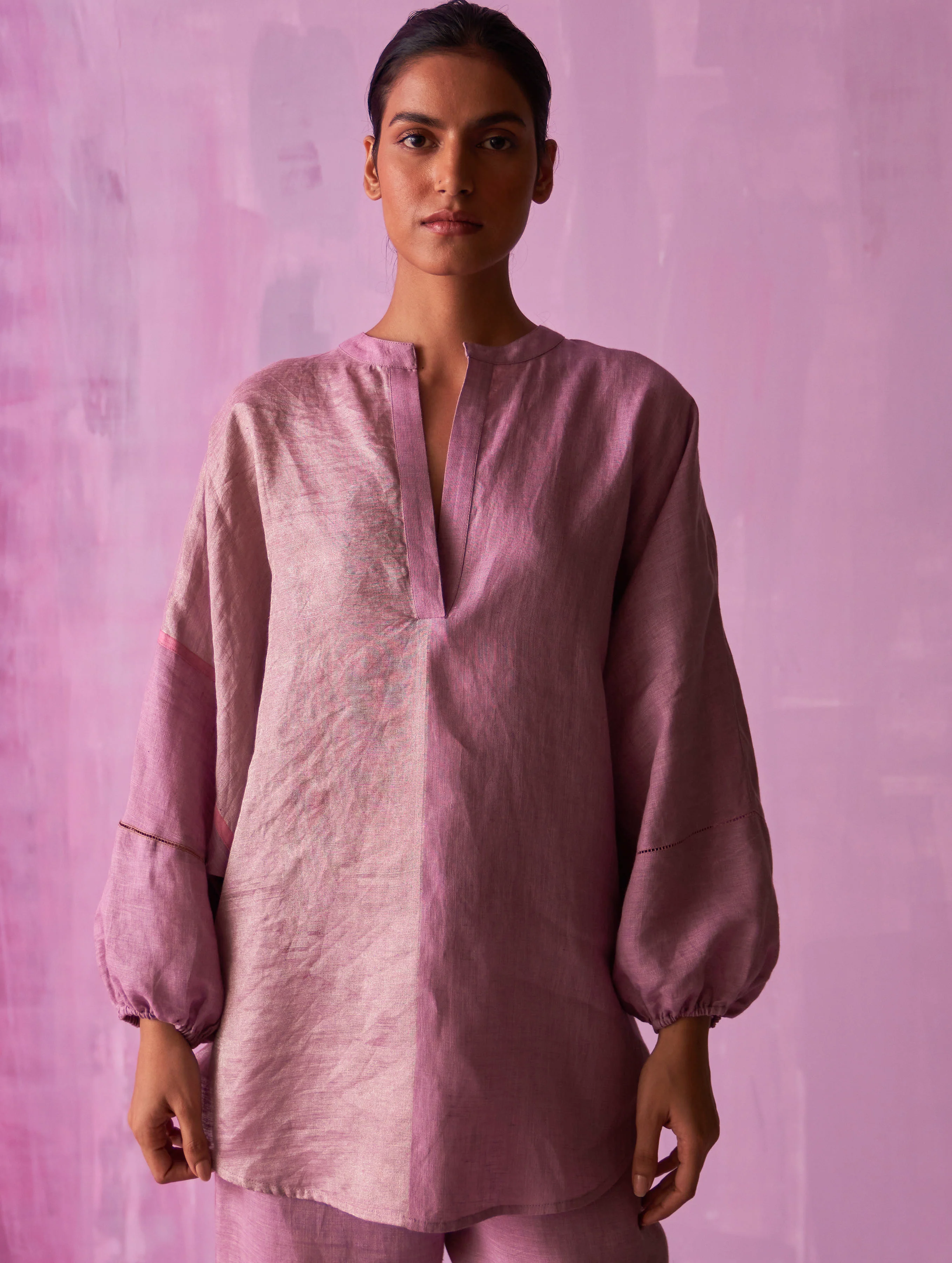 Ana Metallic Linen Co-ord Set - Lavender - Image 3