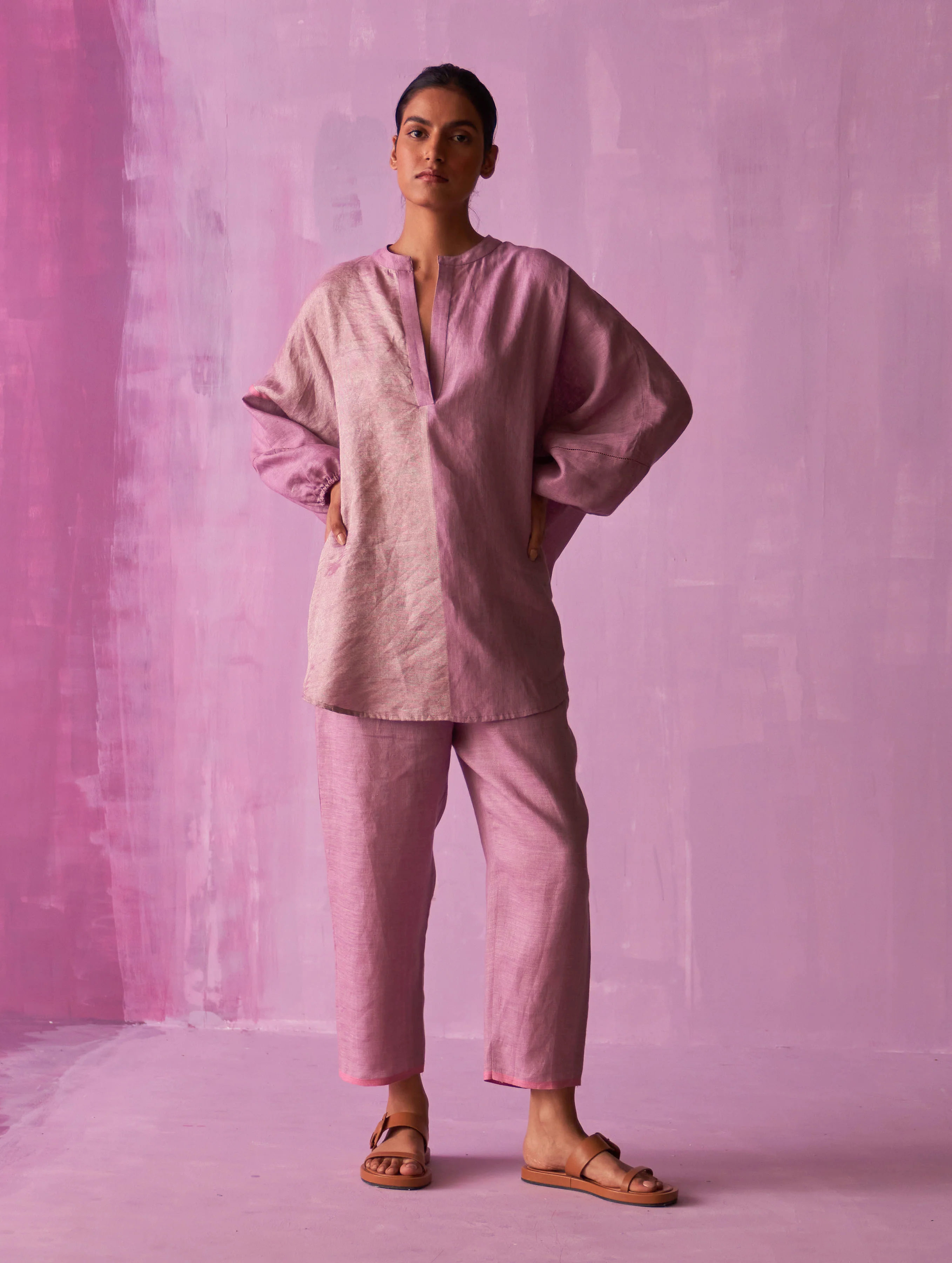 Ana Metallic Linen Co-ord Set - Lavender - Image 4
