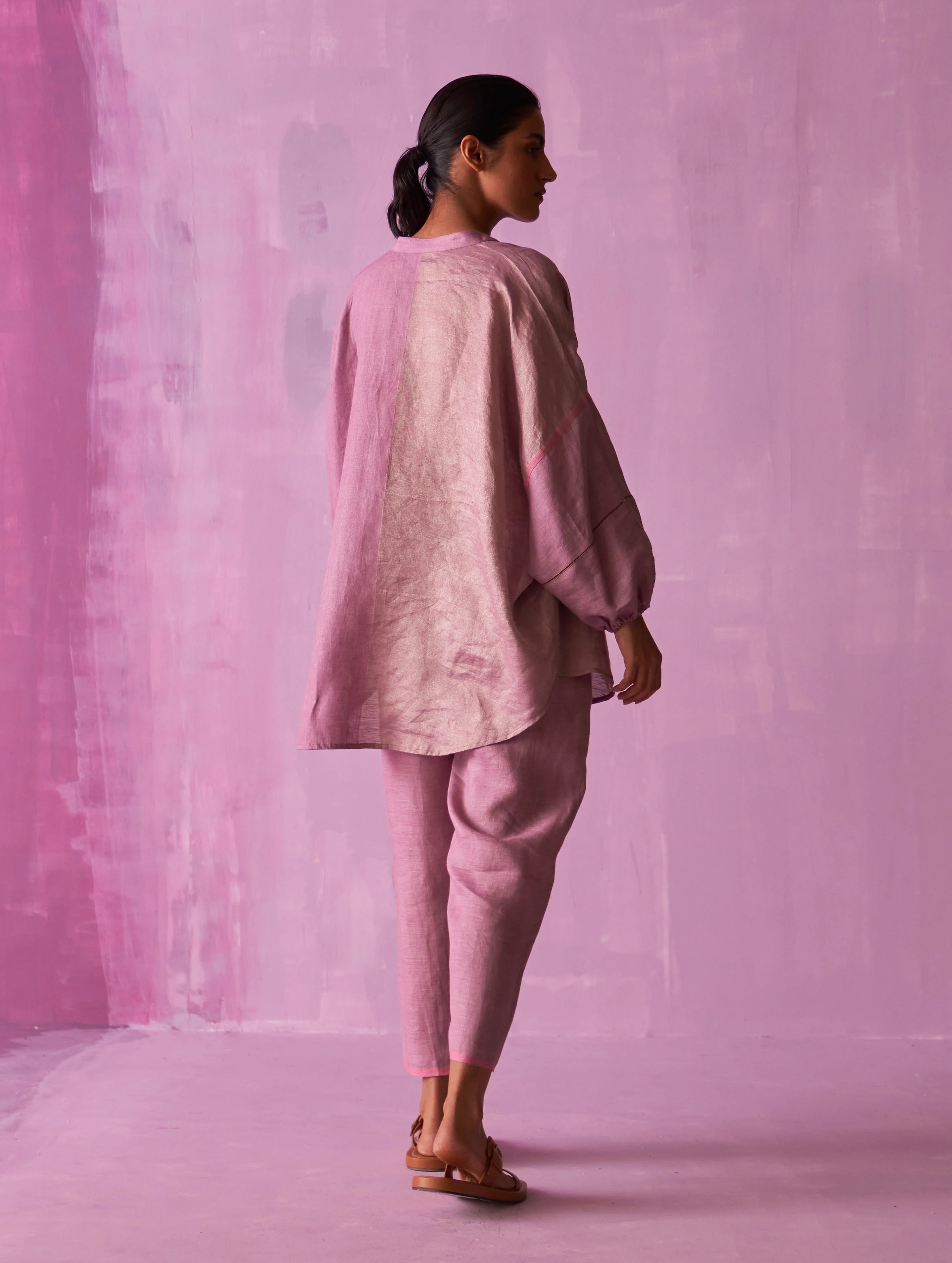 Ana Metallic Linen Co-ord Set - Lavender - Image 5
