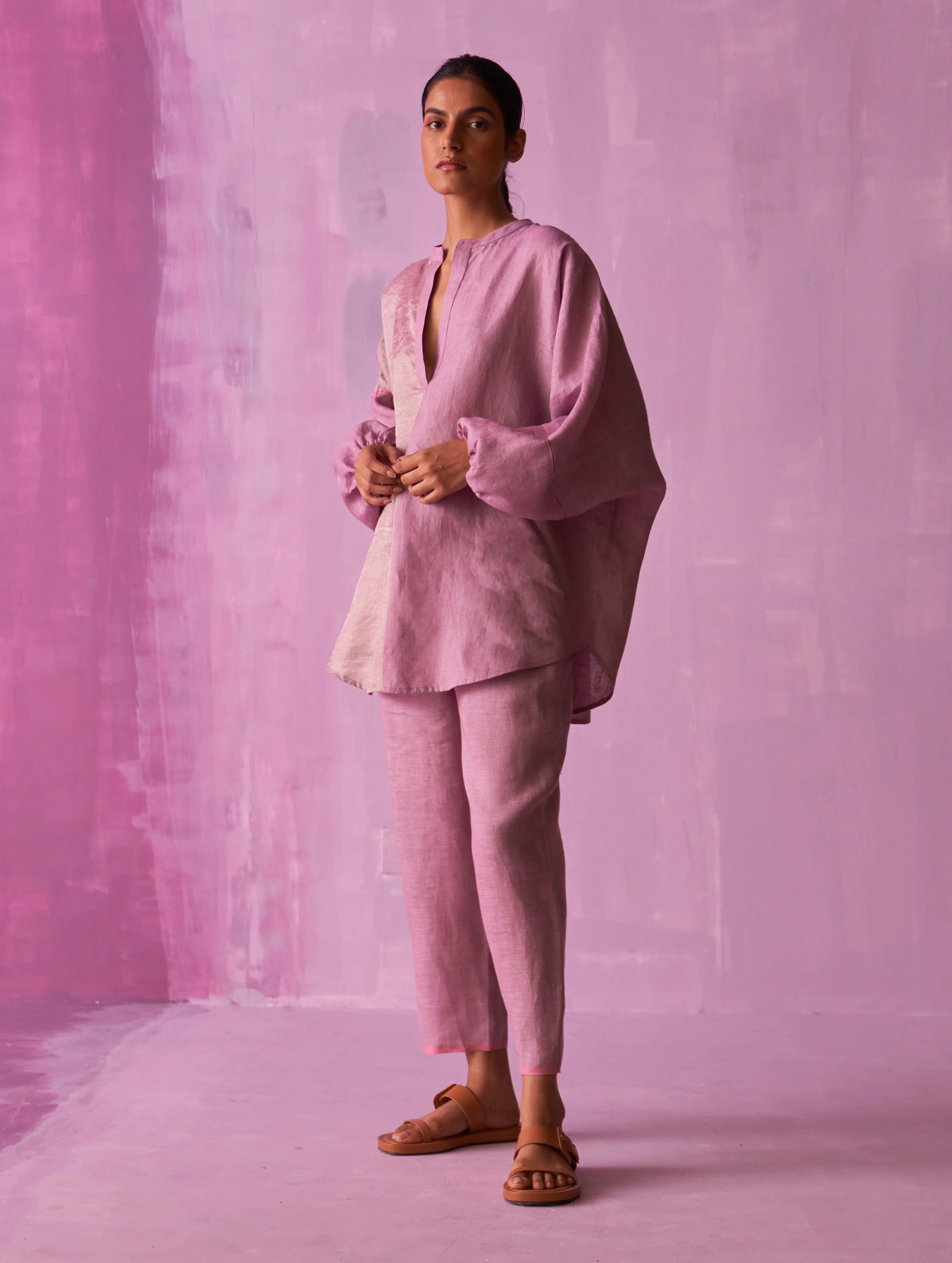 Ana Metallic Linen Co-ord Set - Lavender - Image 6