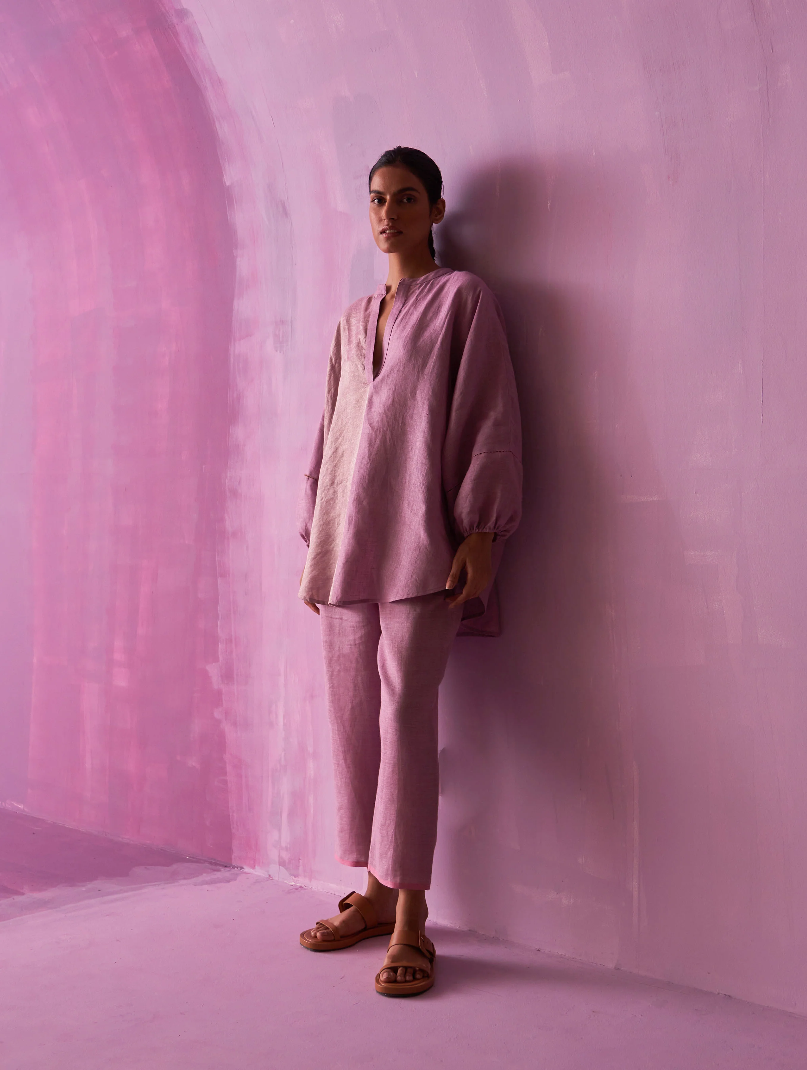 Ana Metallic Linen Co-ord Set - Lavender - Image 7