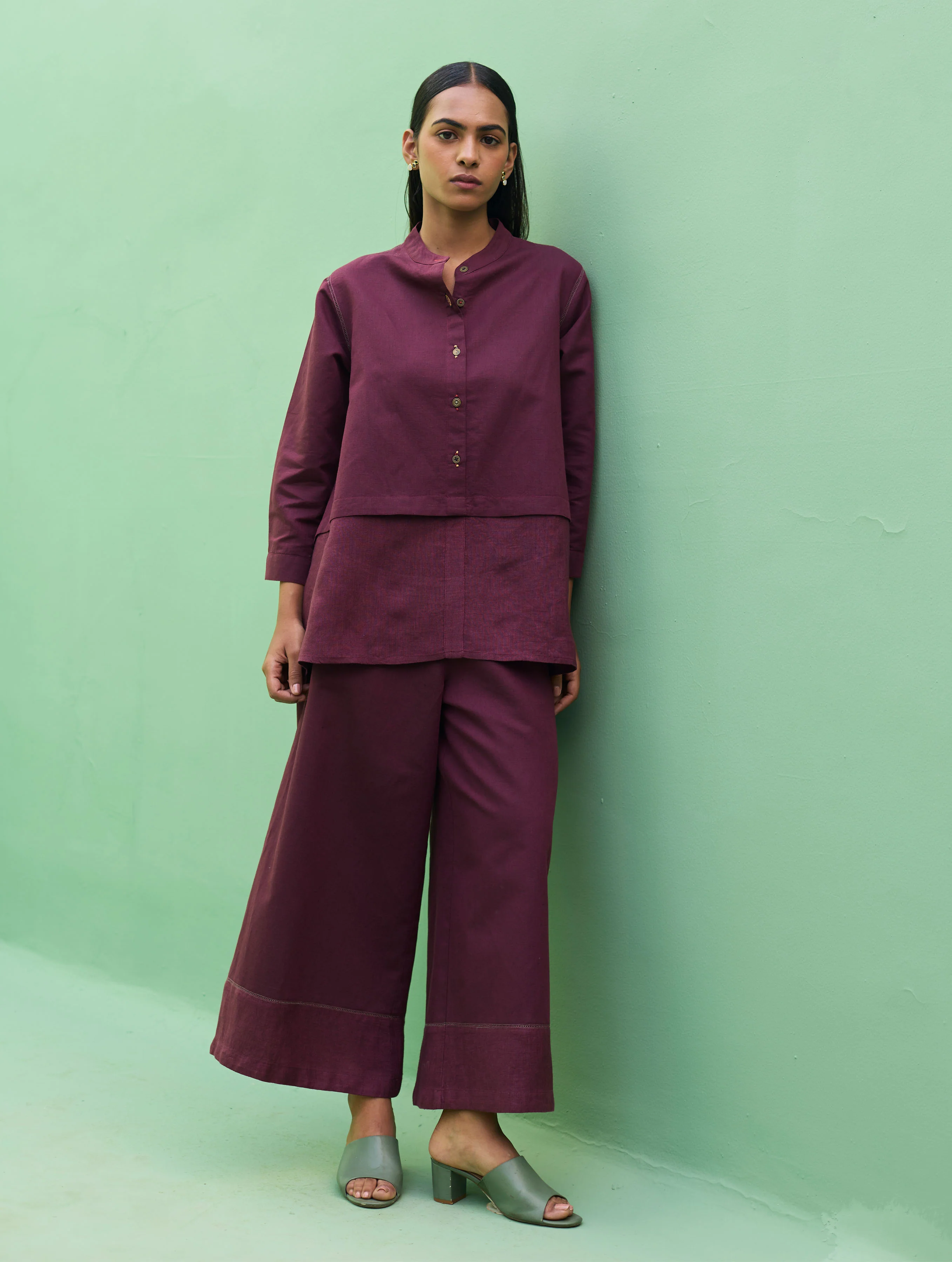 Anaya Linen Co-ord Set - Wine