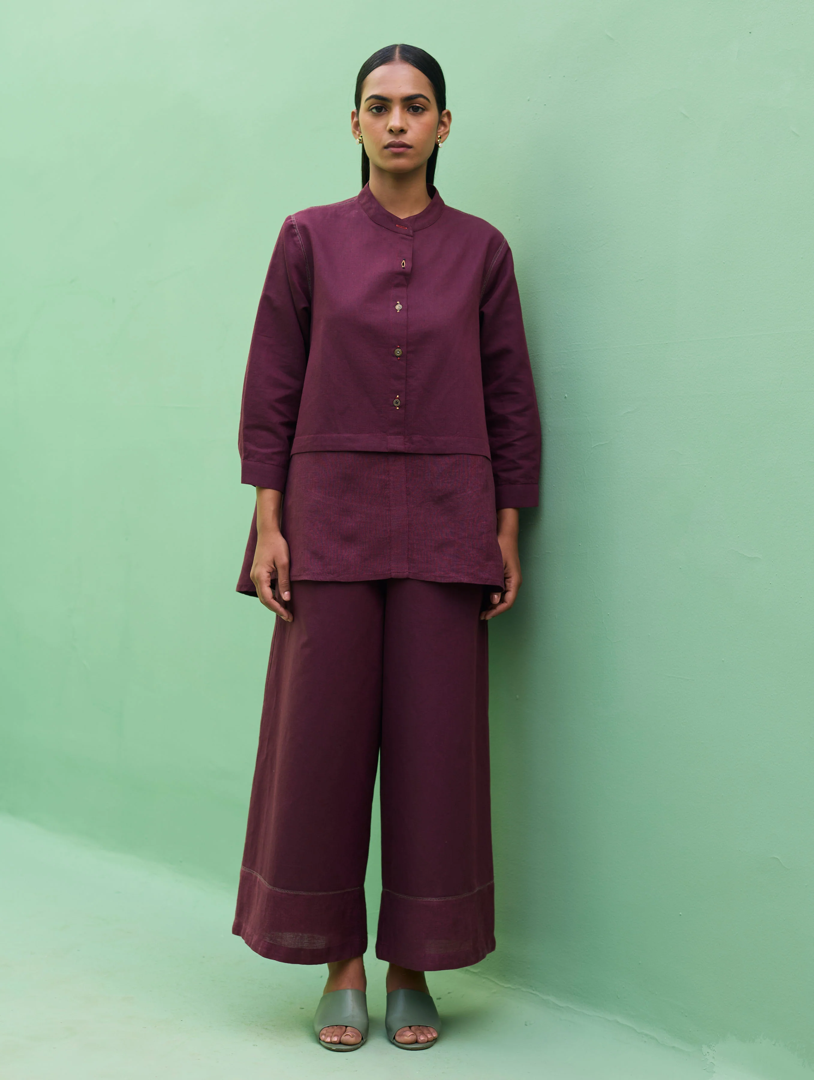 Anaya Linen Co-ord Set - Wine - Image 4