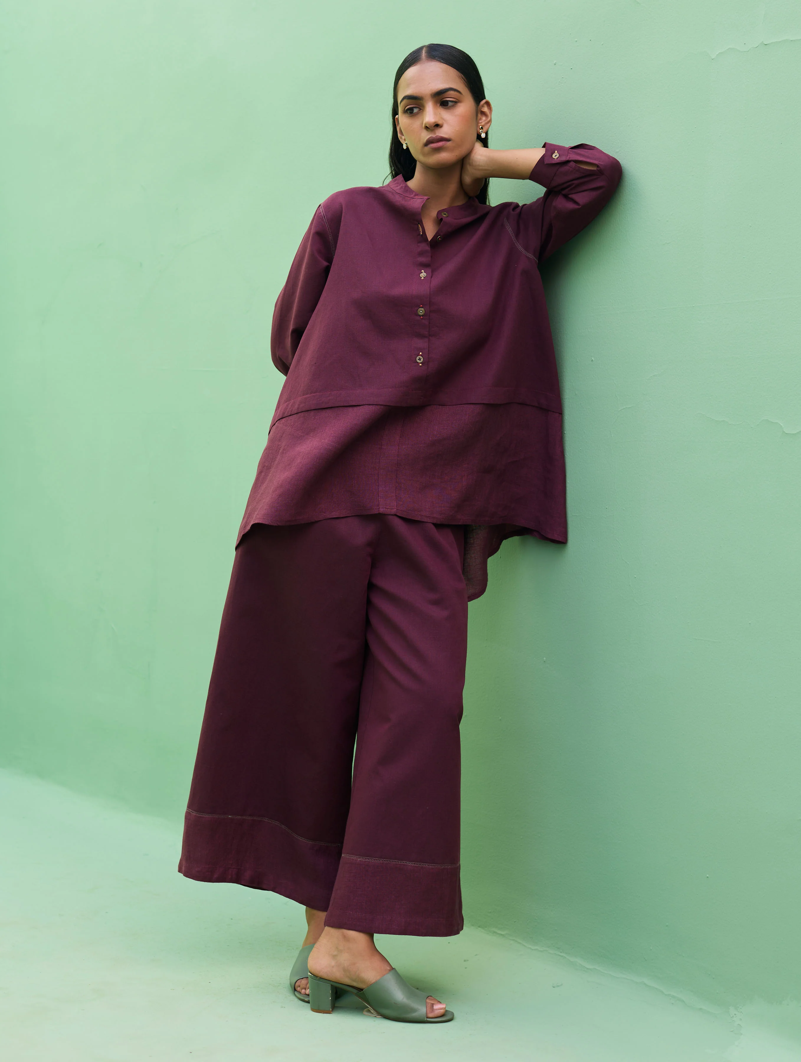 Anaya Linen Co-ord Set - Wine - Image 6