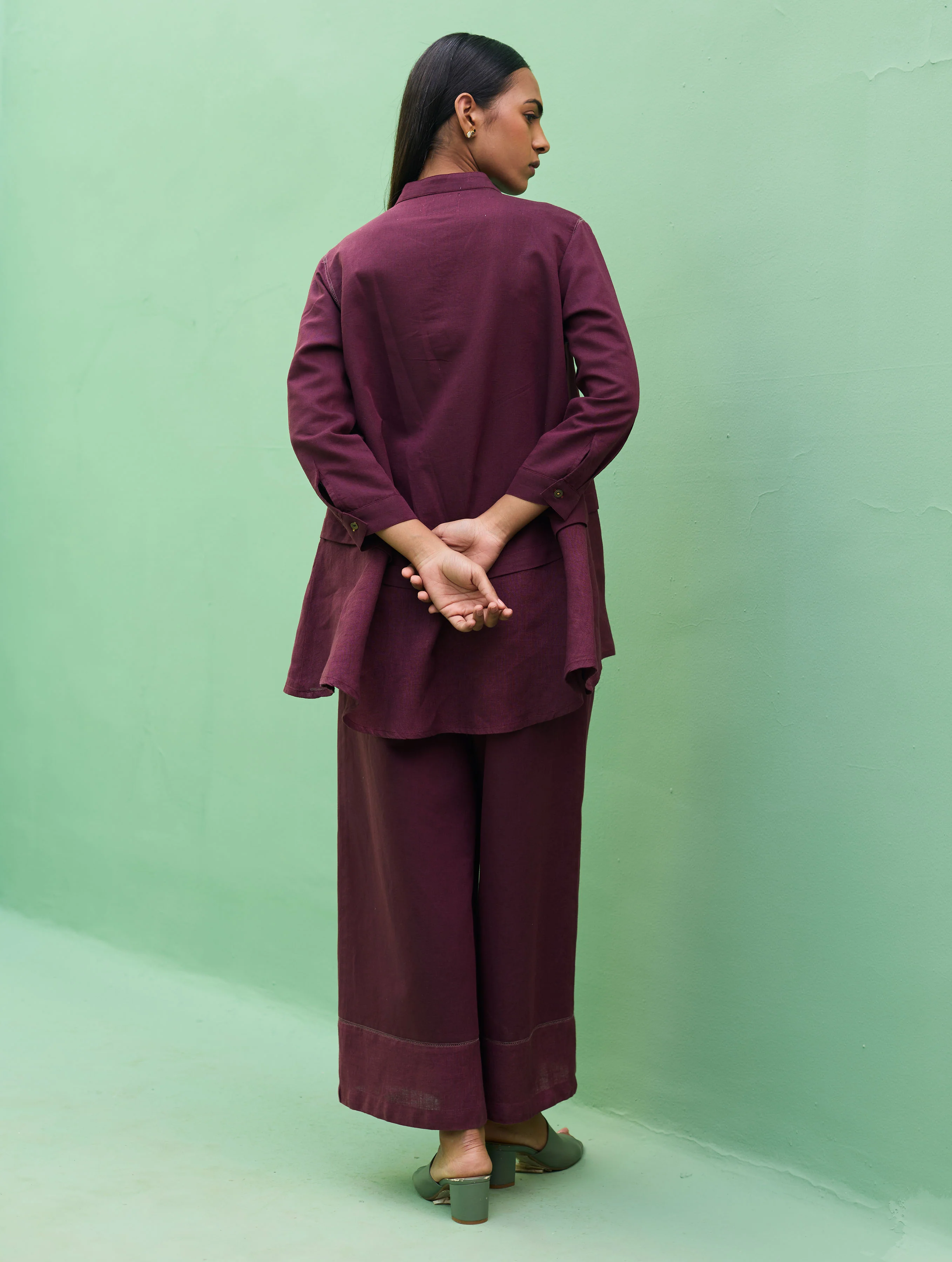 Anaya Linen Co-ord Set - Wine - Image 8