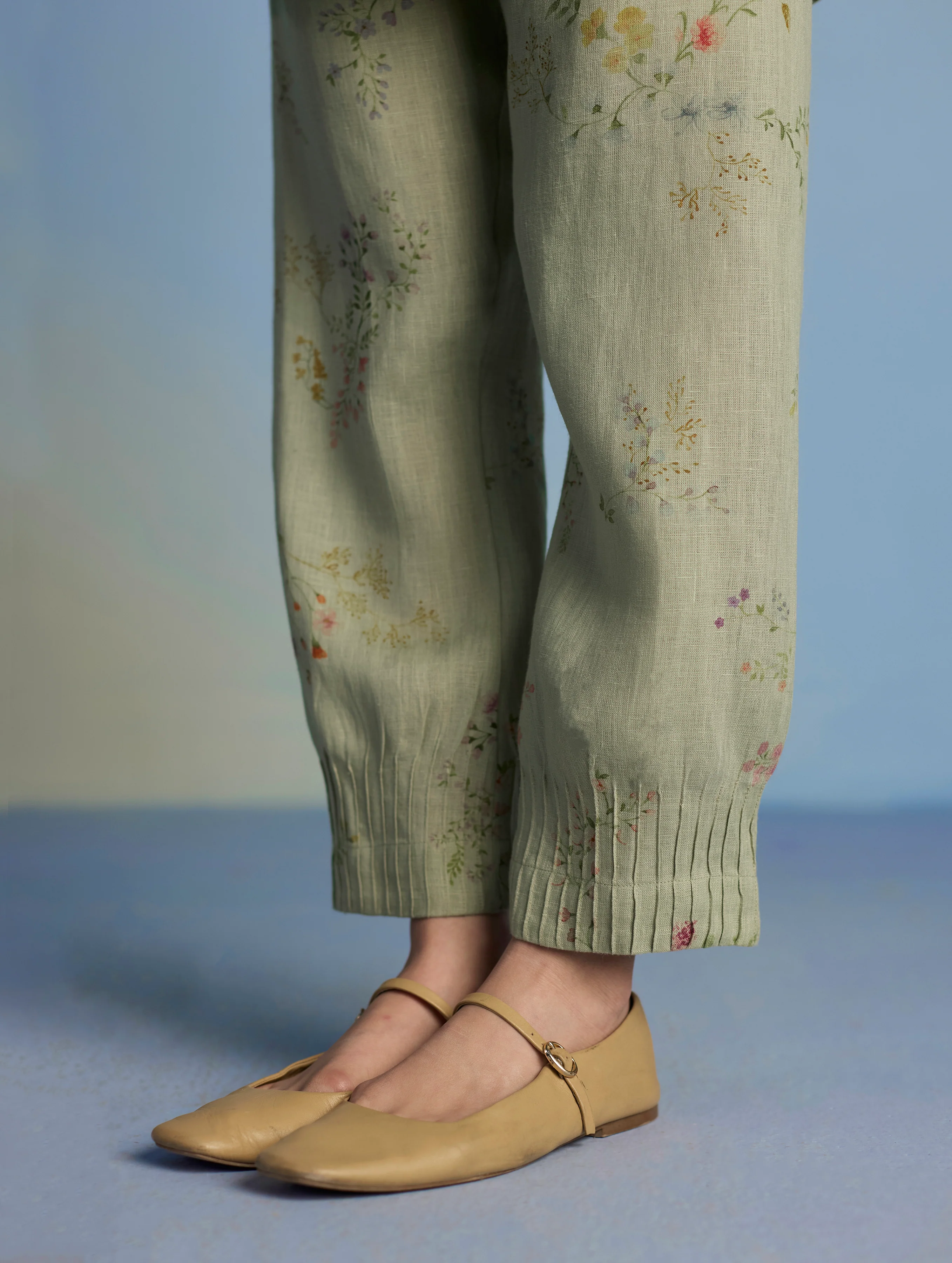 Anya Hand-Embroidered Floral Linen Co-ord Set - Mint - Image 12