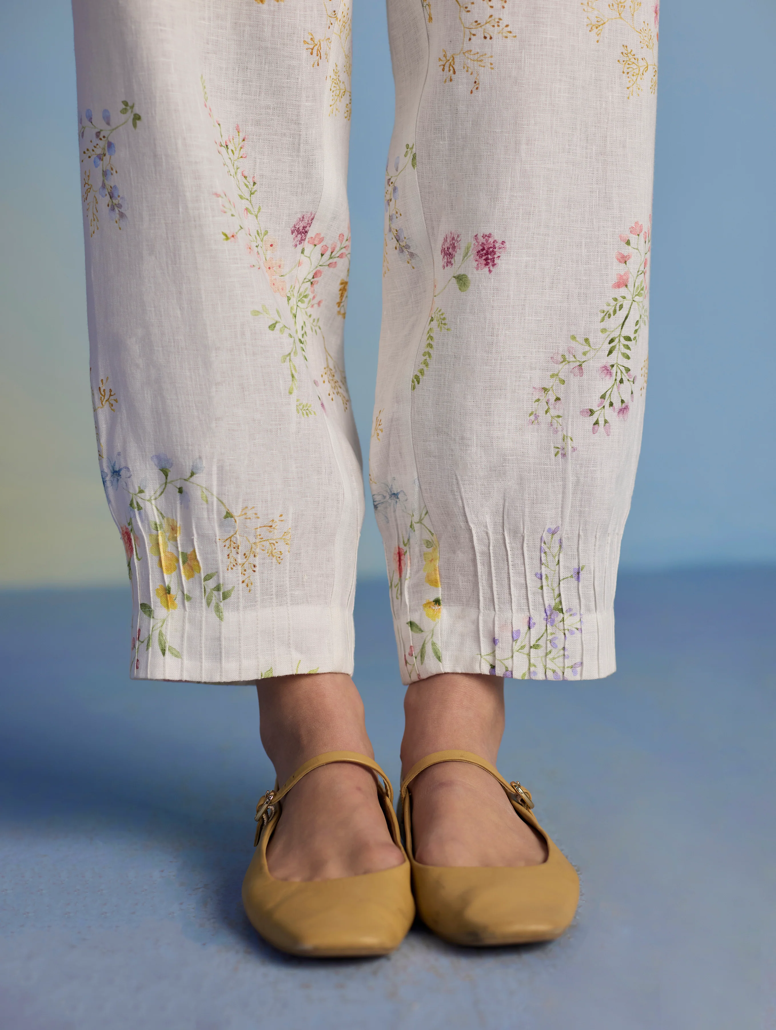 Anya Hand-Embroidered Floral Linen Co-ord Set - White - Image 11