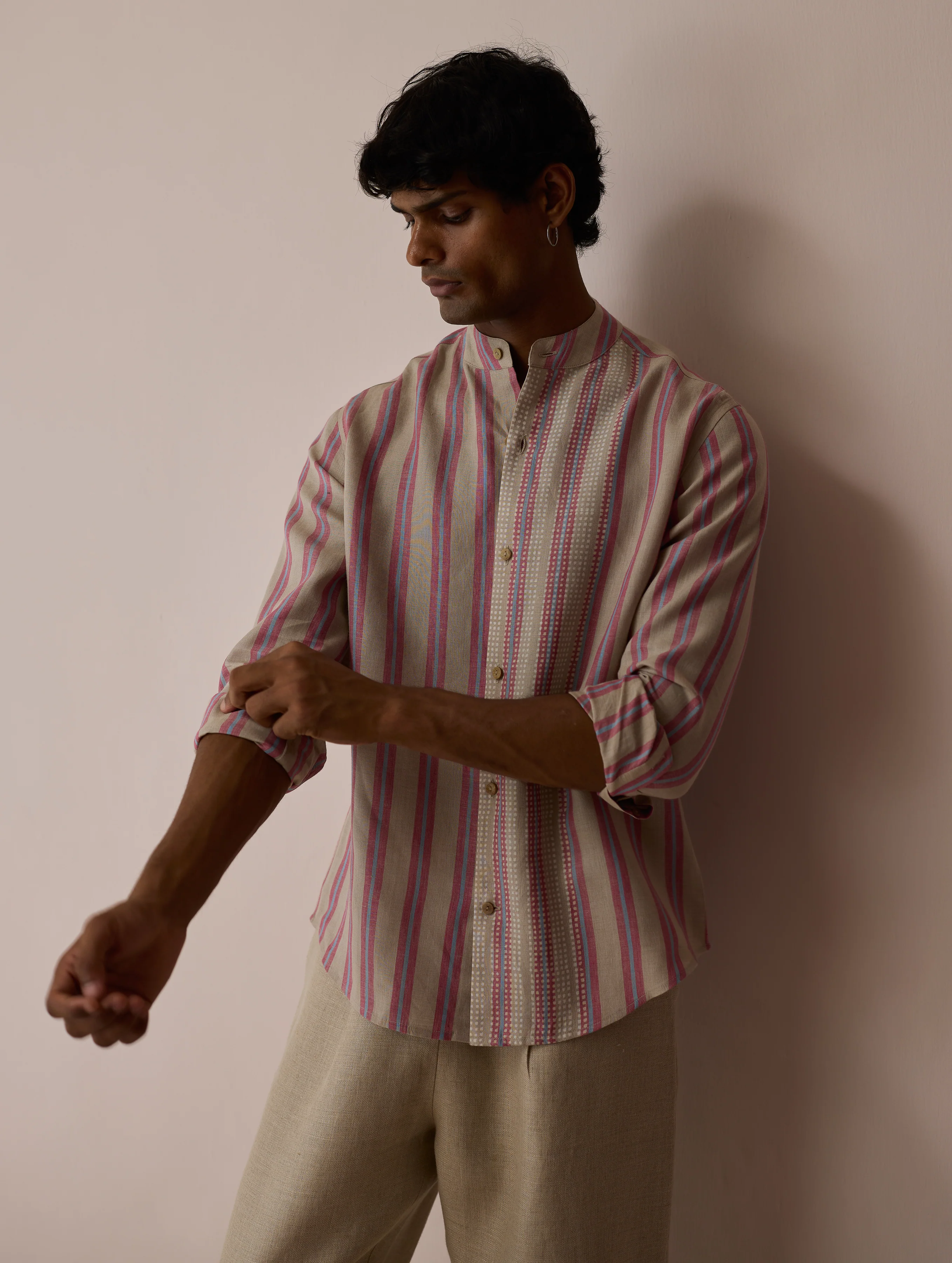Ari Stripe Linen Block-Printed Shirt - Natural - Image 5
