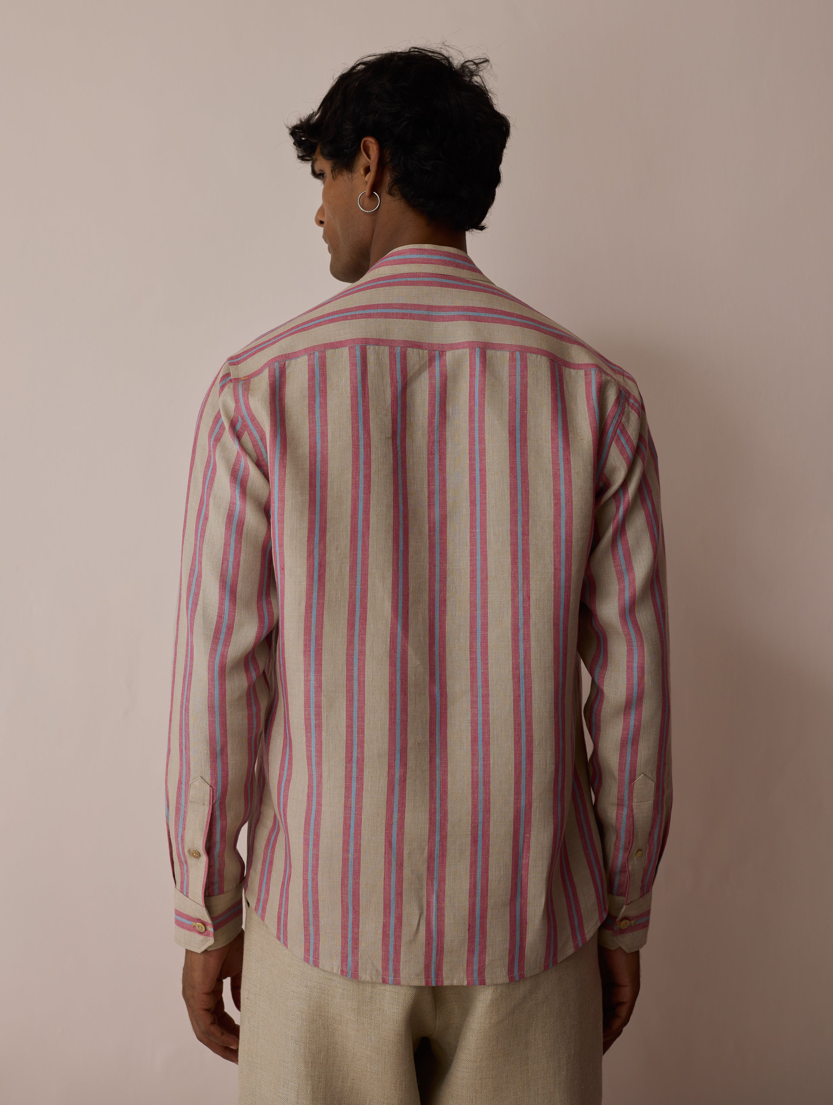 Ari Stripe Linen Block-Printed Shirt - Natural - Image 7
