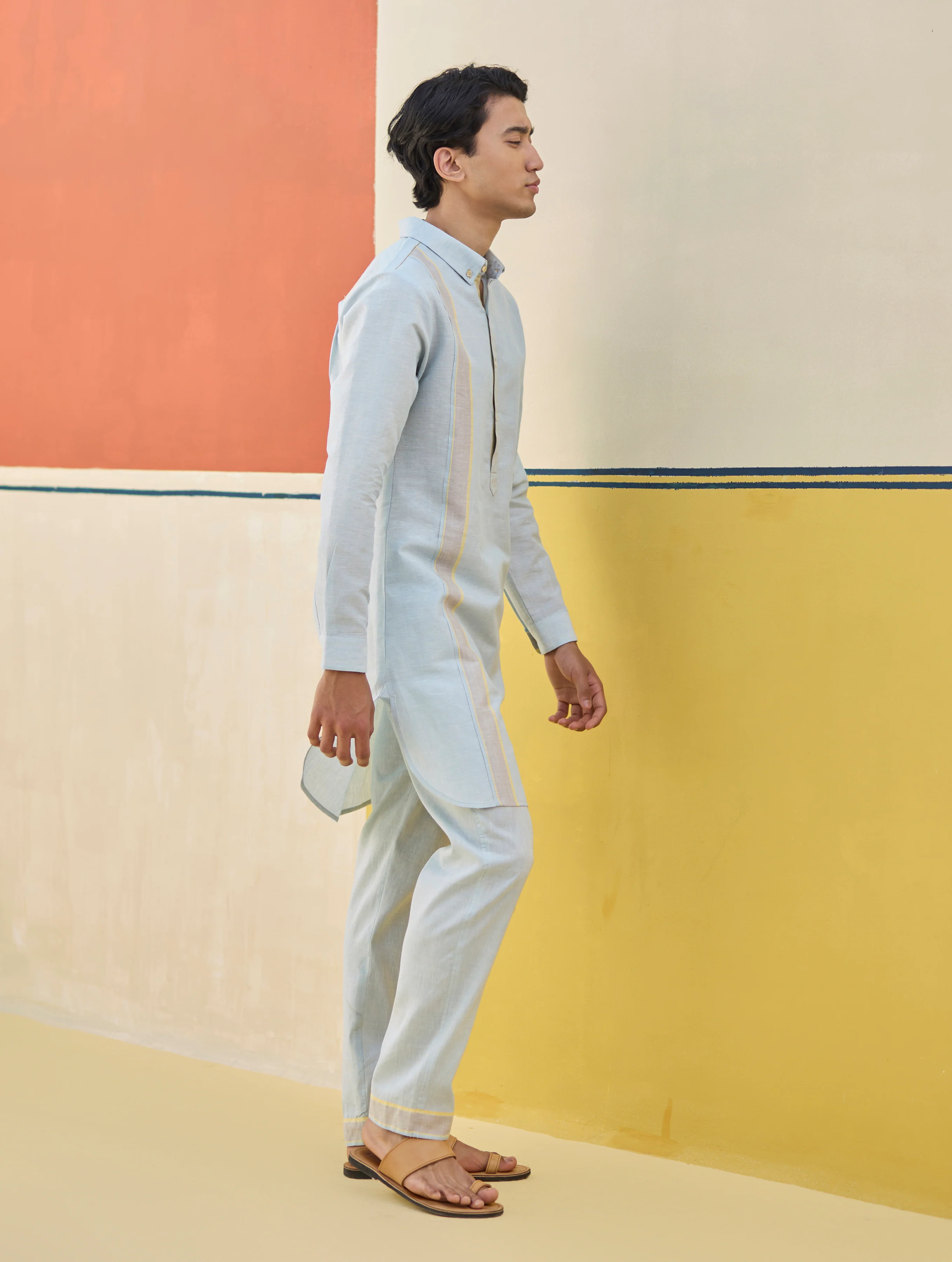 Arin Border Linen Kurta Set
- Sky - Image 3