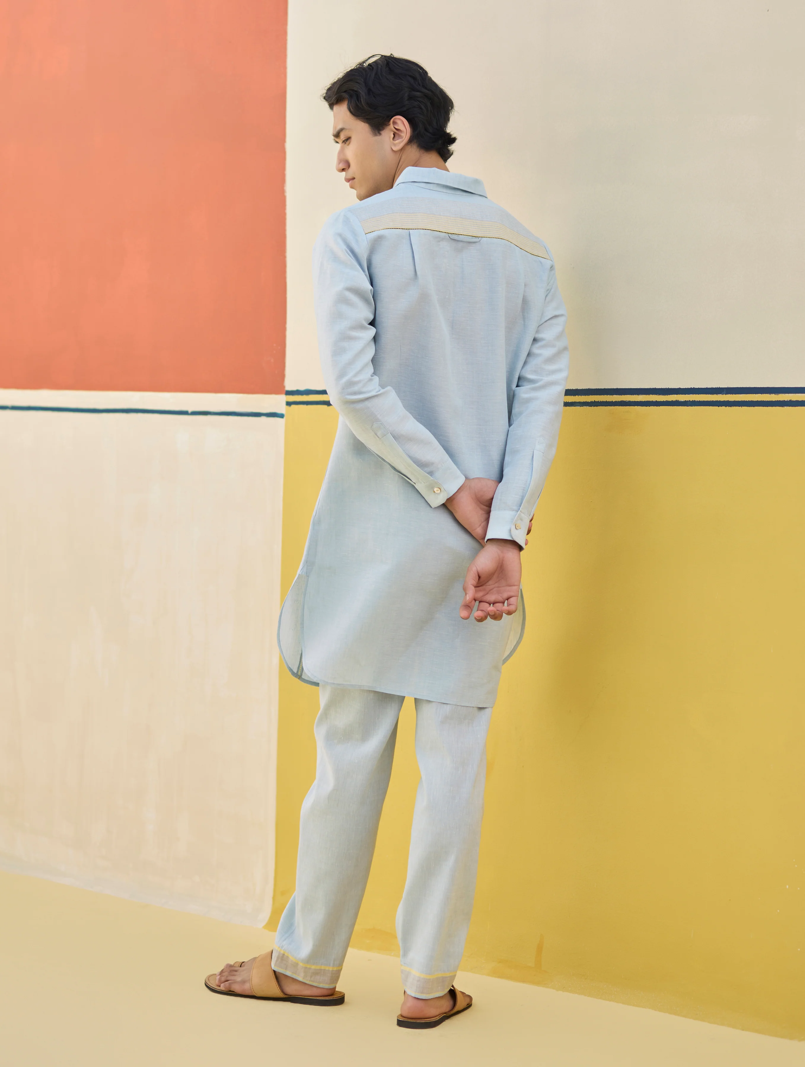 Arin Border Linen Kurta Set
- Sky - Image 4