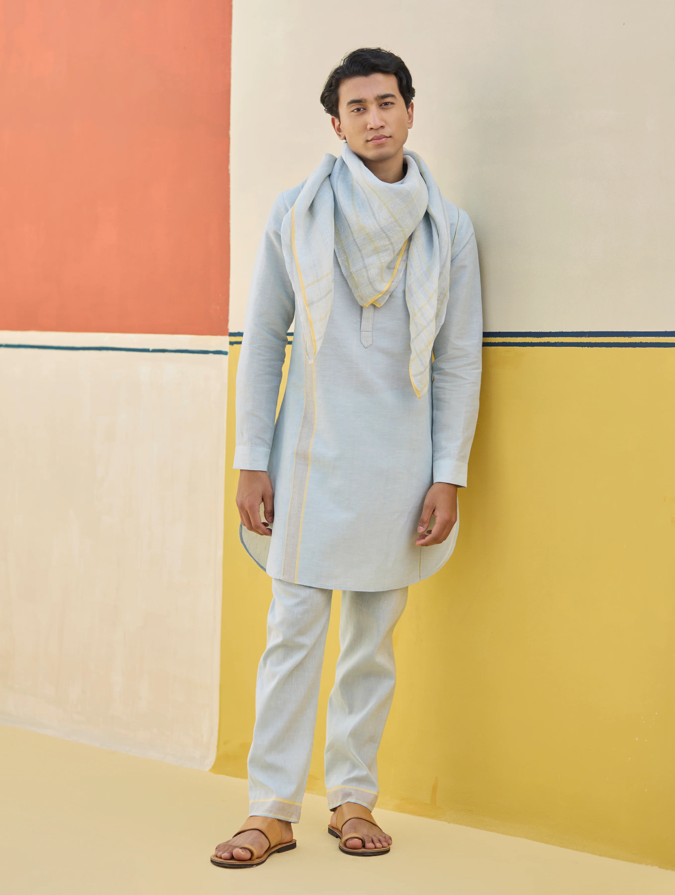 Arin Border Linen Kurta Set
- Sky - Image 5