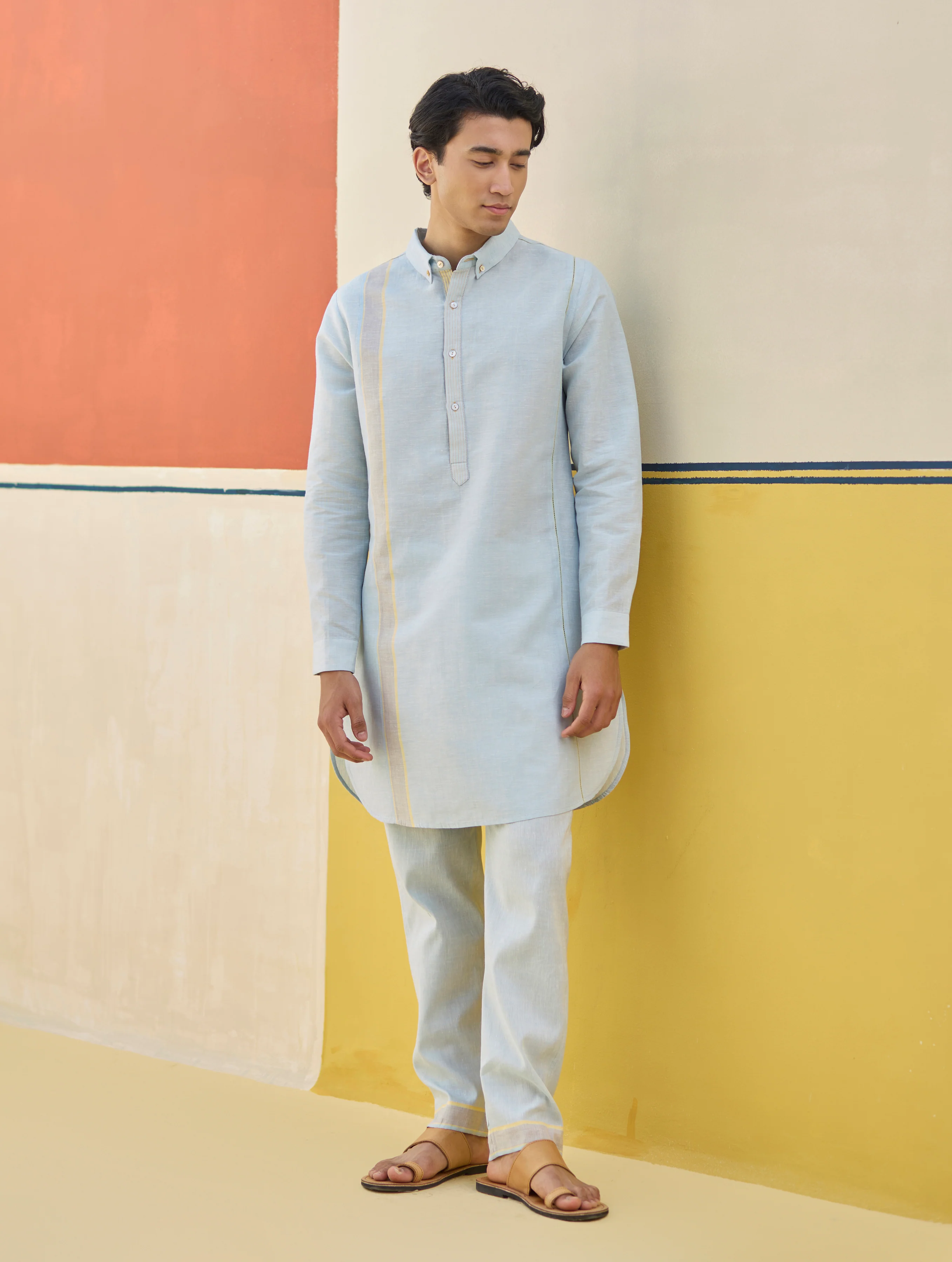 Arin Border Linen Kurta Set
- Sky - Image 7