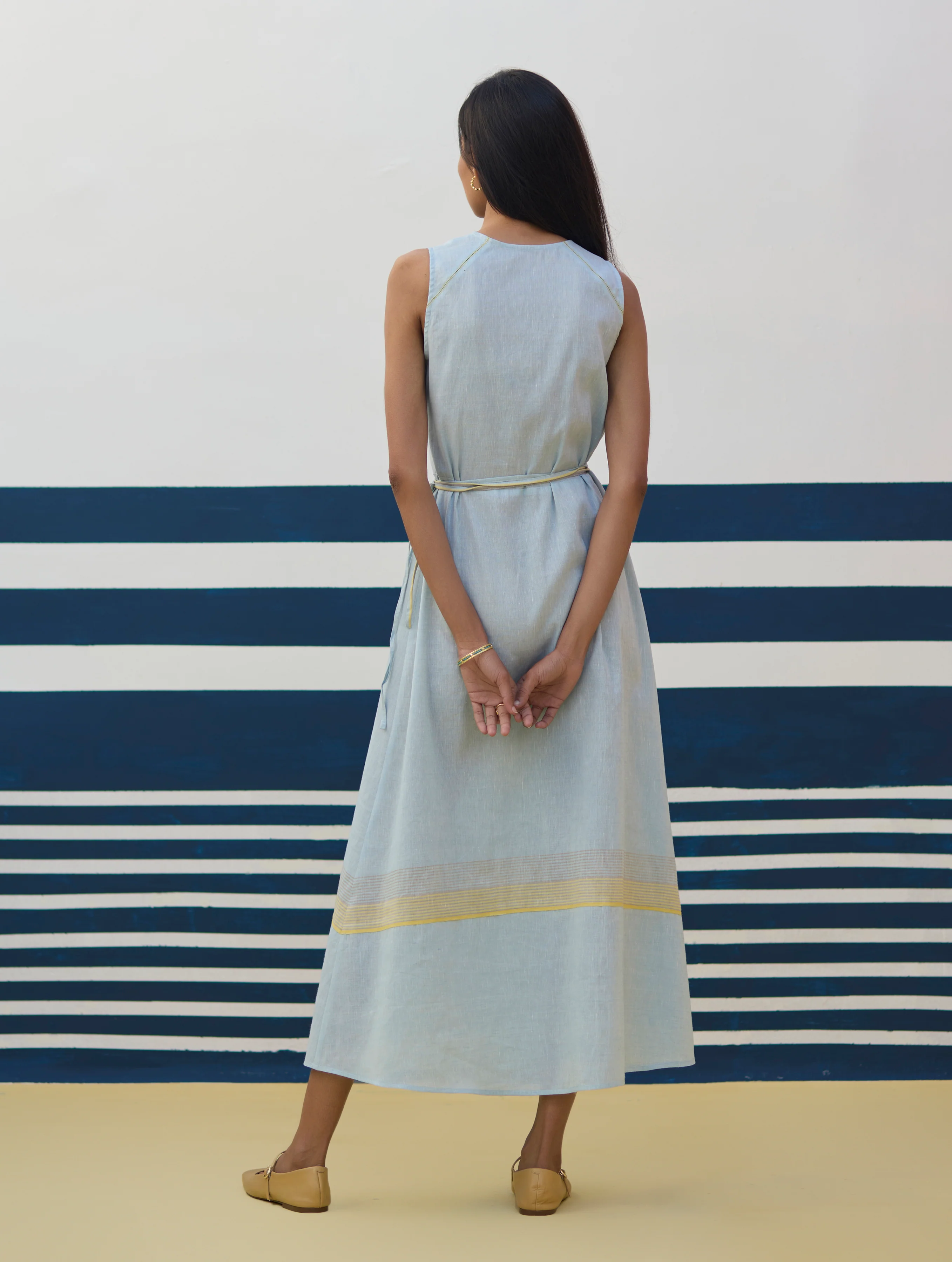 Ava Border Linen Wrap Dress
- Sky - Image 4