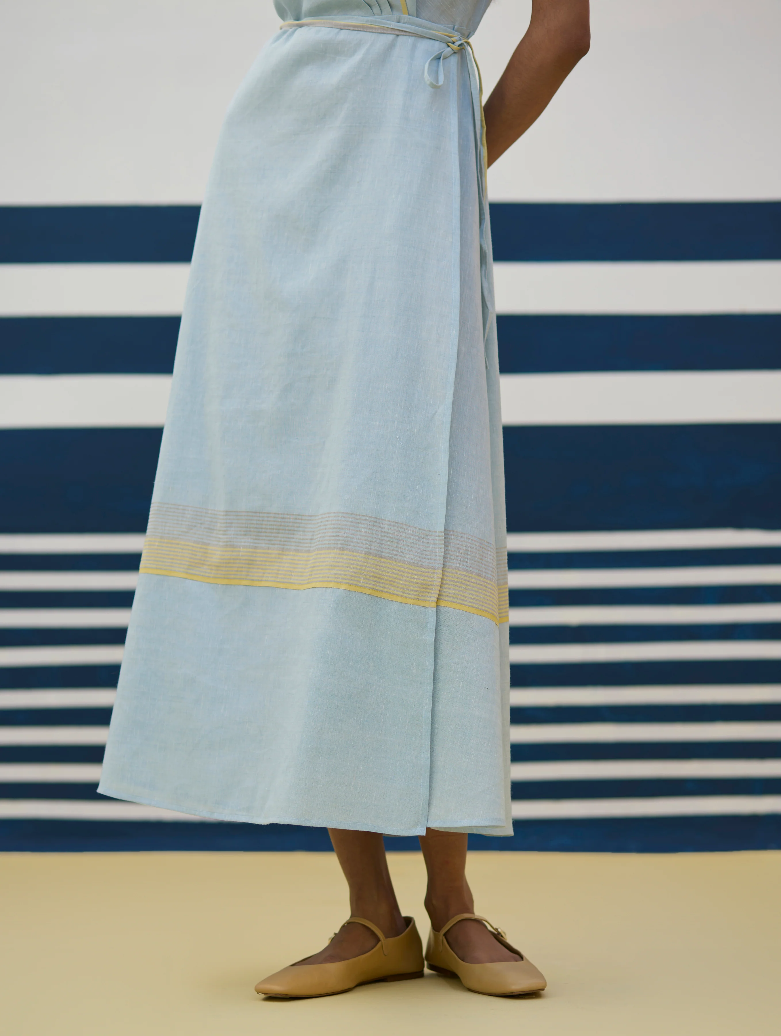 Ava Border Linen Wrap Dress
- Sky - Image 6