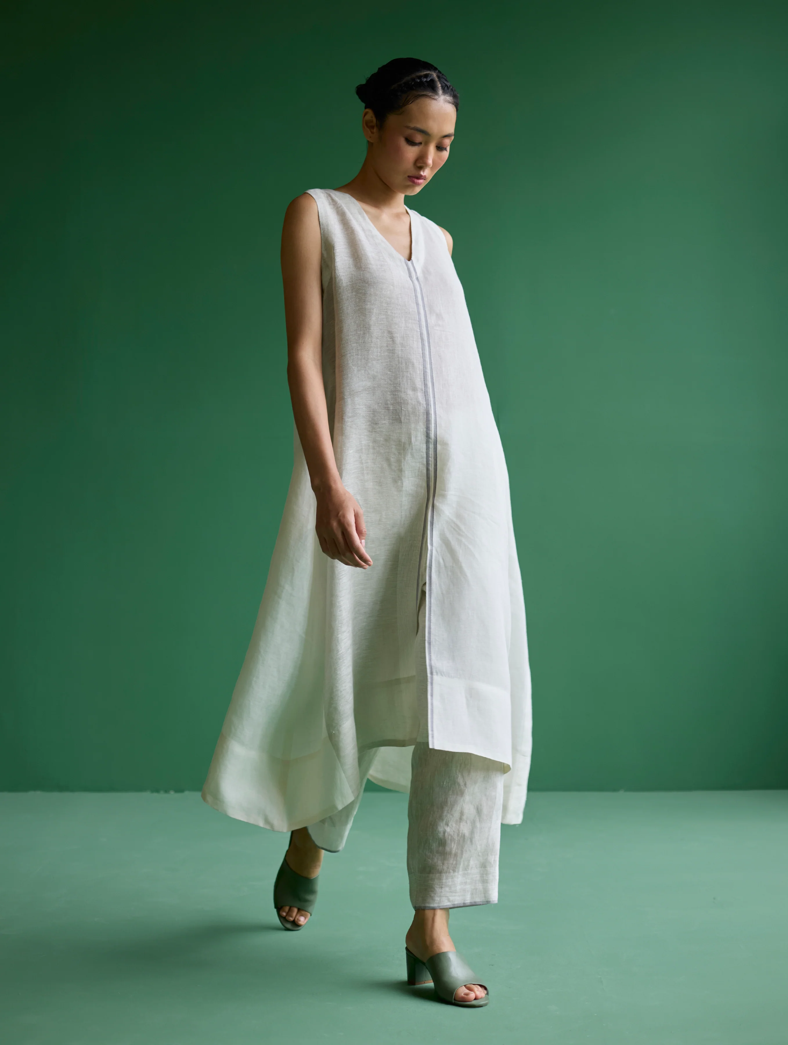 Ayana Metallic Linen Border Top - Ivory - Image 4