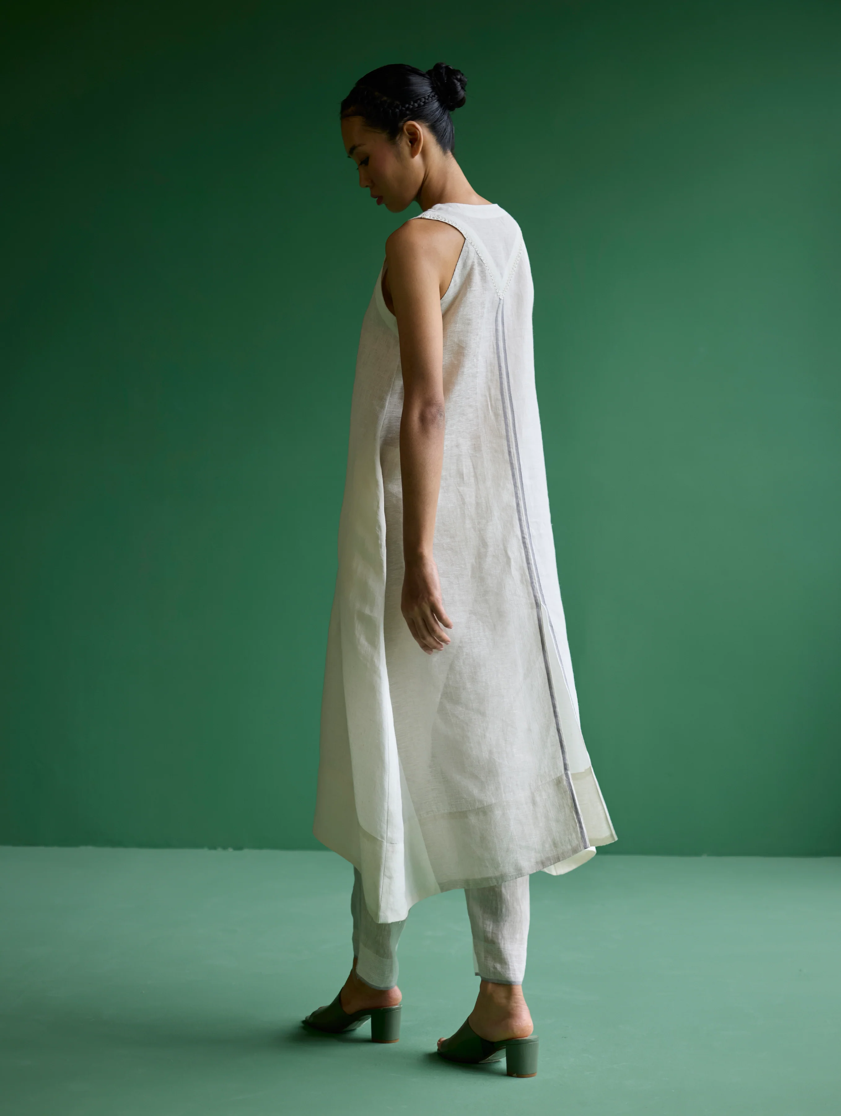Ayana Metallic Linen Border Top - Ivory - Image 7