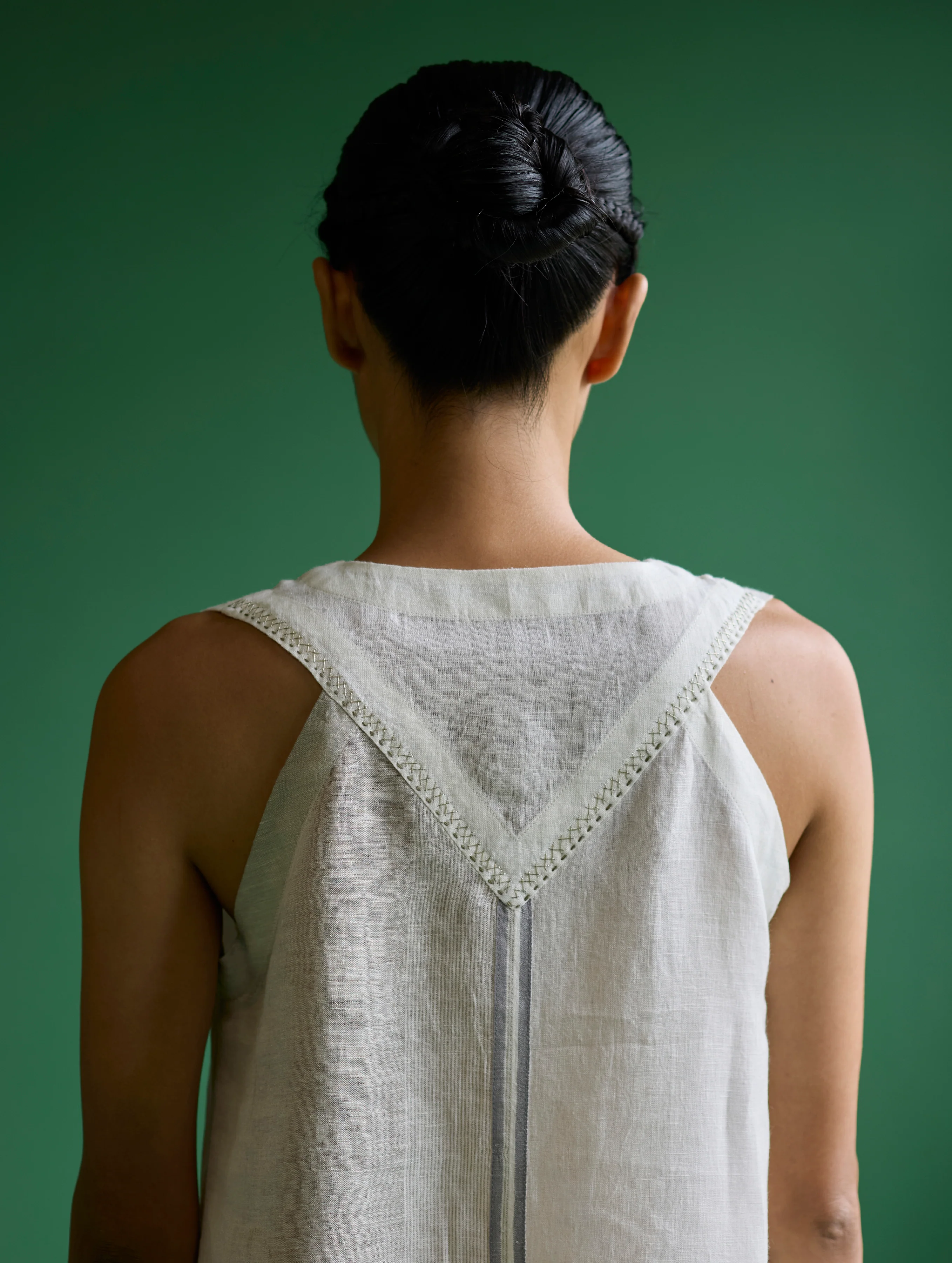 Ayana Metallic Linen Border Top - Ivory - Image 8