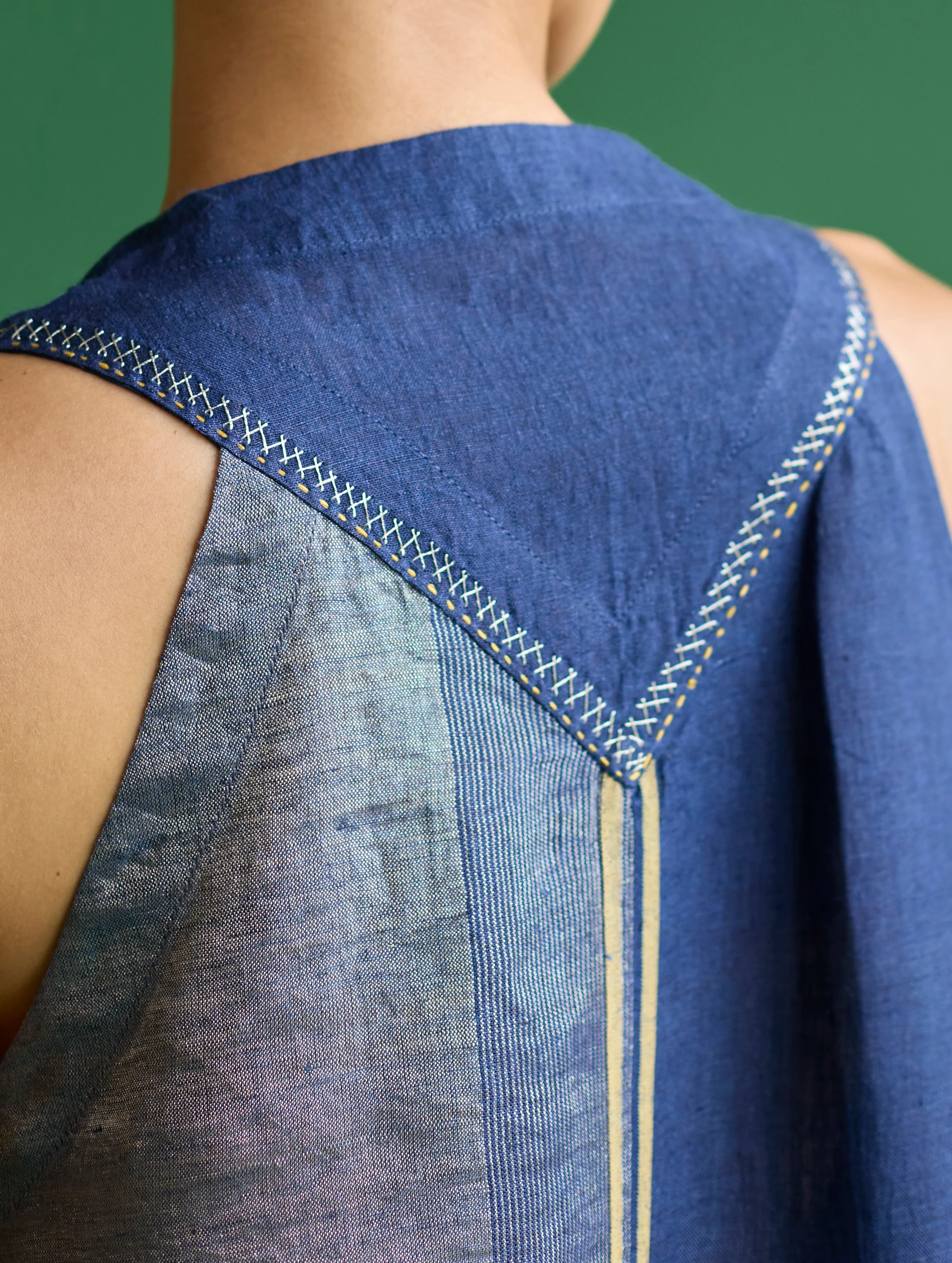 Ayana Metallic Linen Border Top - Navy - Image 8
