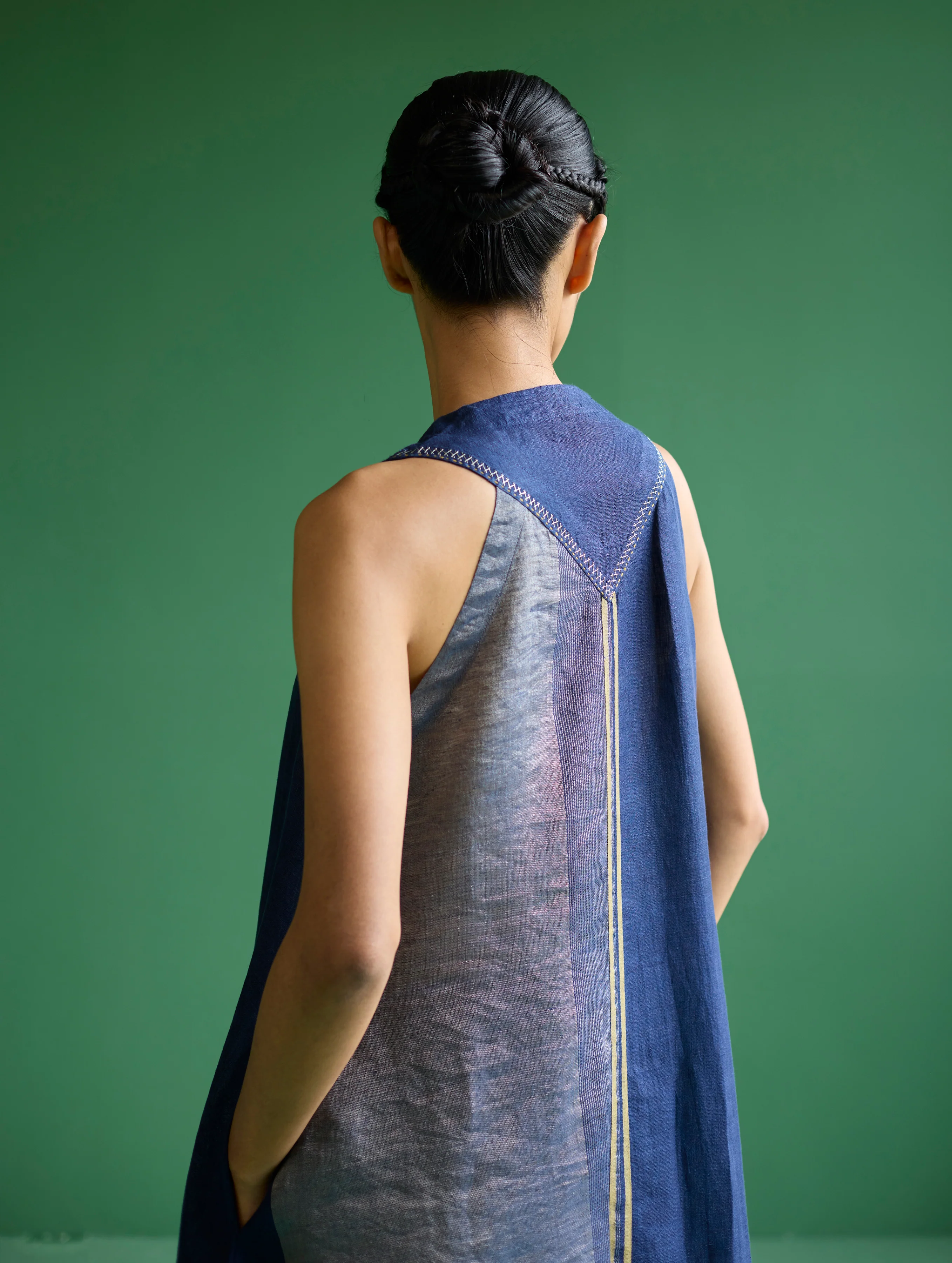 Ayana Metallic Linen Border Top - Navy - Image 9