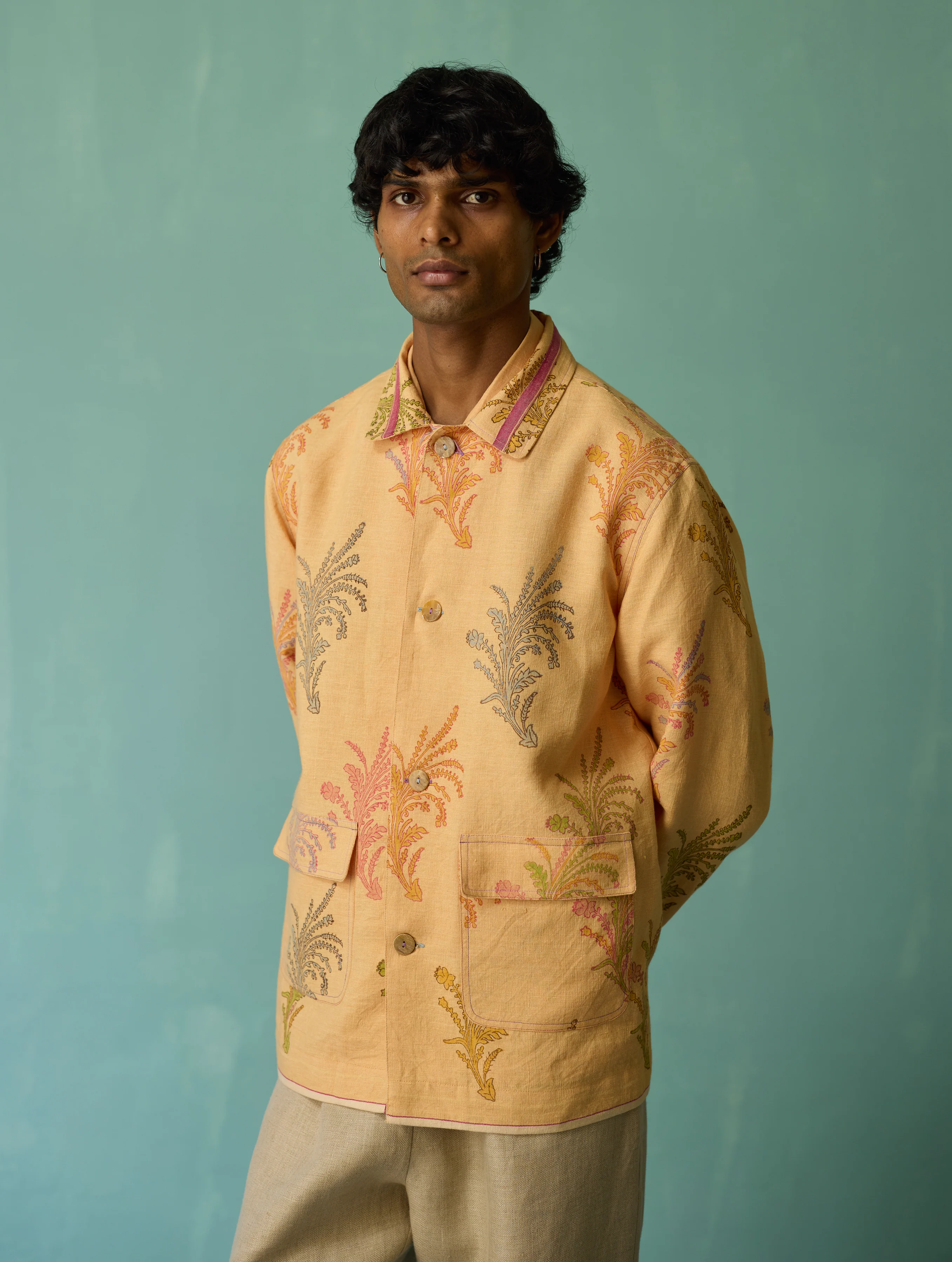 Bardor Floral Block-Printed Jacket - Apricot - Image 15