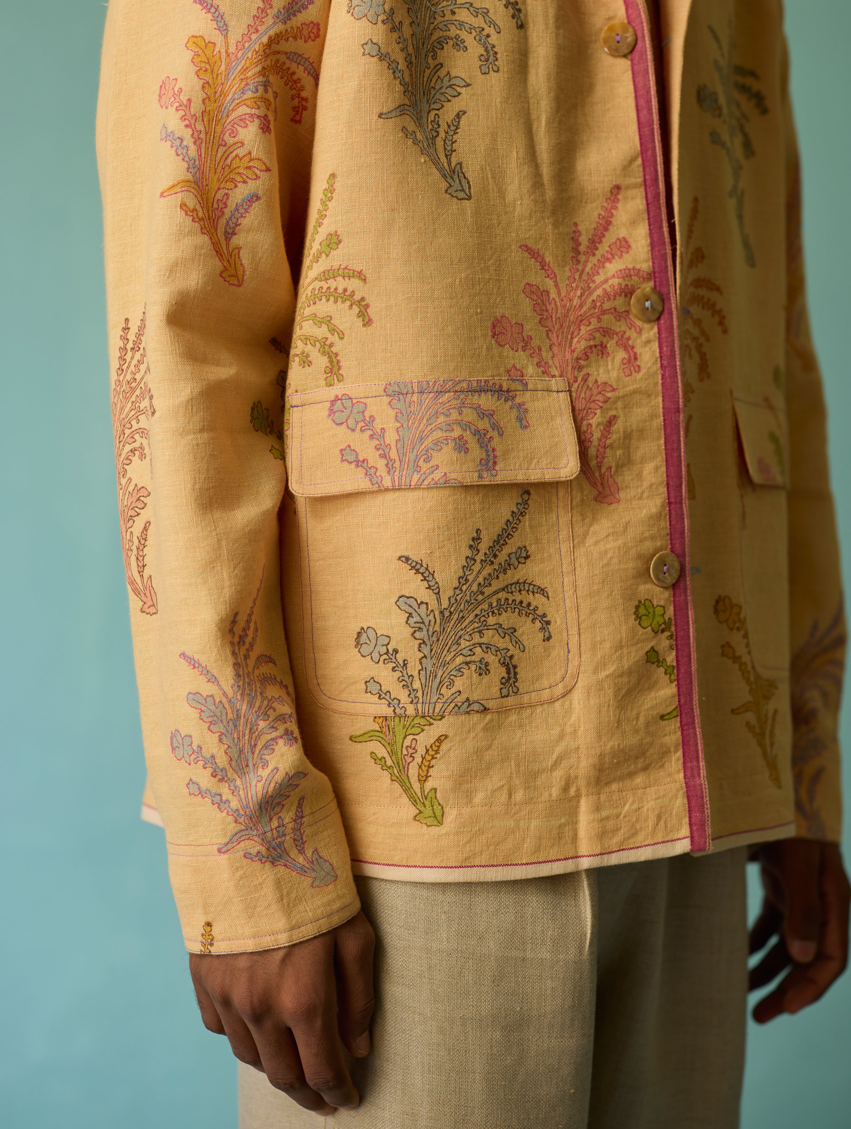 Bardor Floral Block-Printed Jacket - Apricot - Image 2