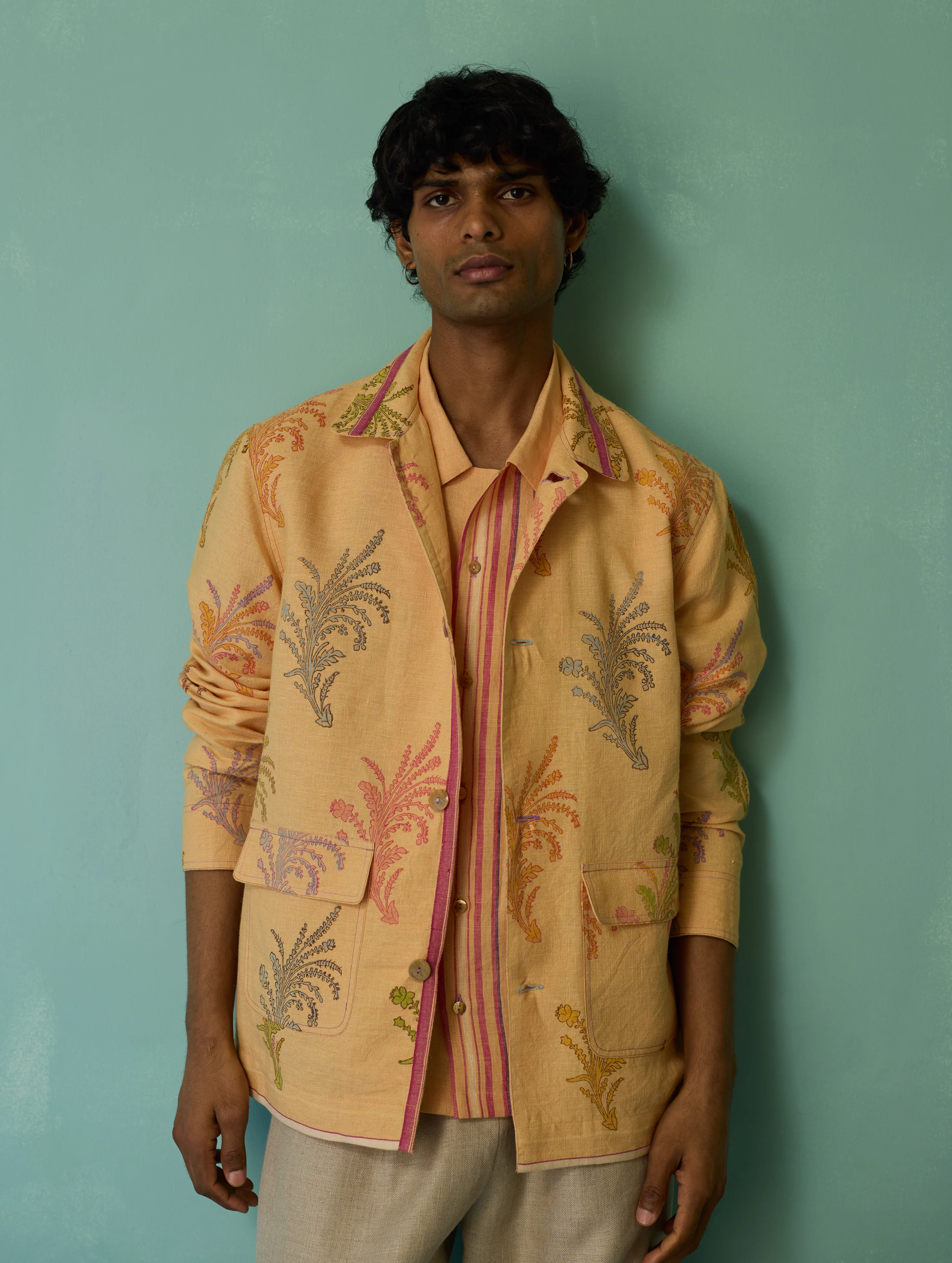 Bardor Floral Block-Printed Jacket - Apricot - Image 3