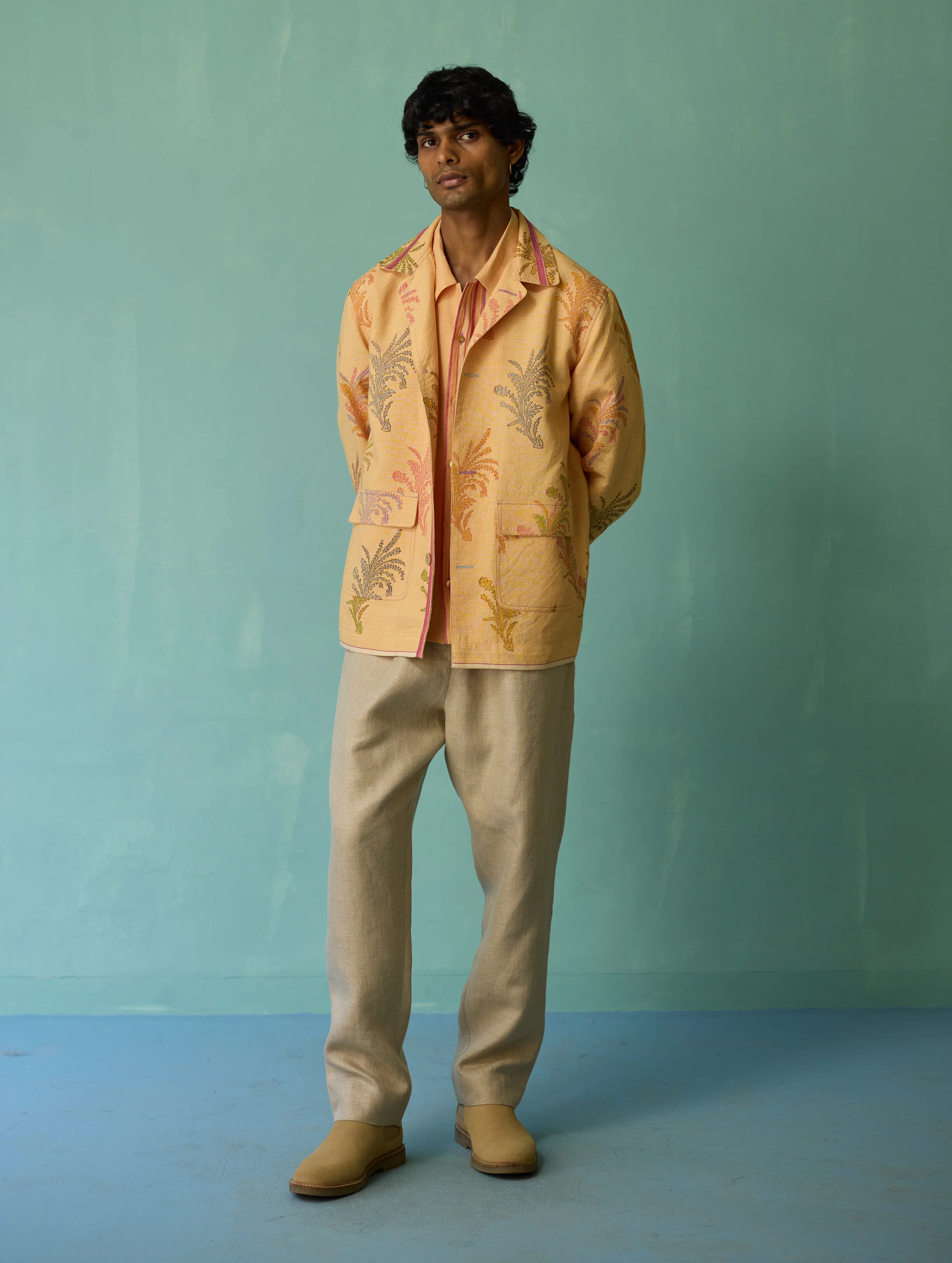Bardor Floral Block-Printed Jacket - Apricot - Image 5