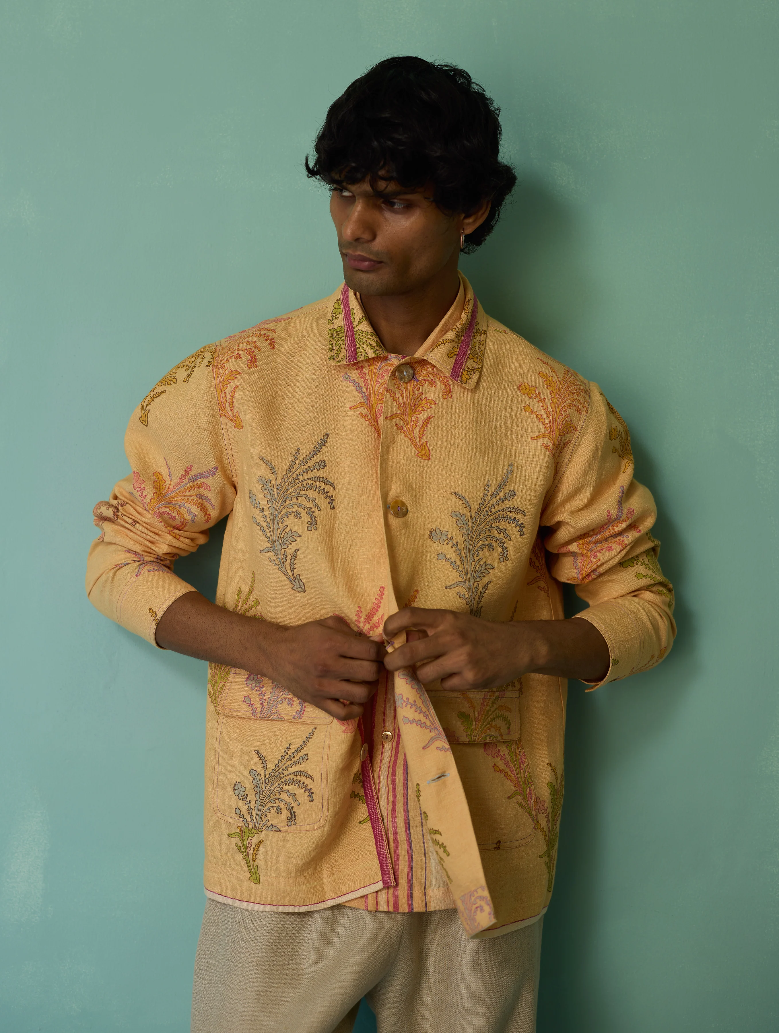 Bardor Floral Block-Printed Jacket - Apricot - Image 6