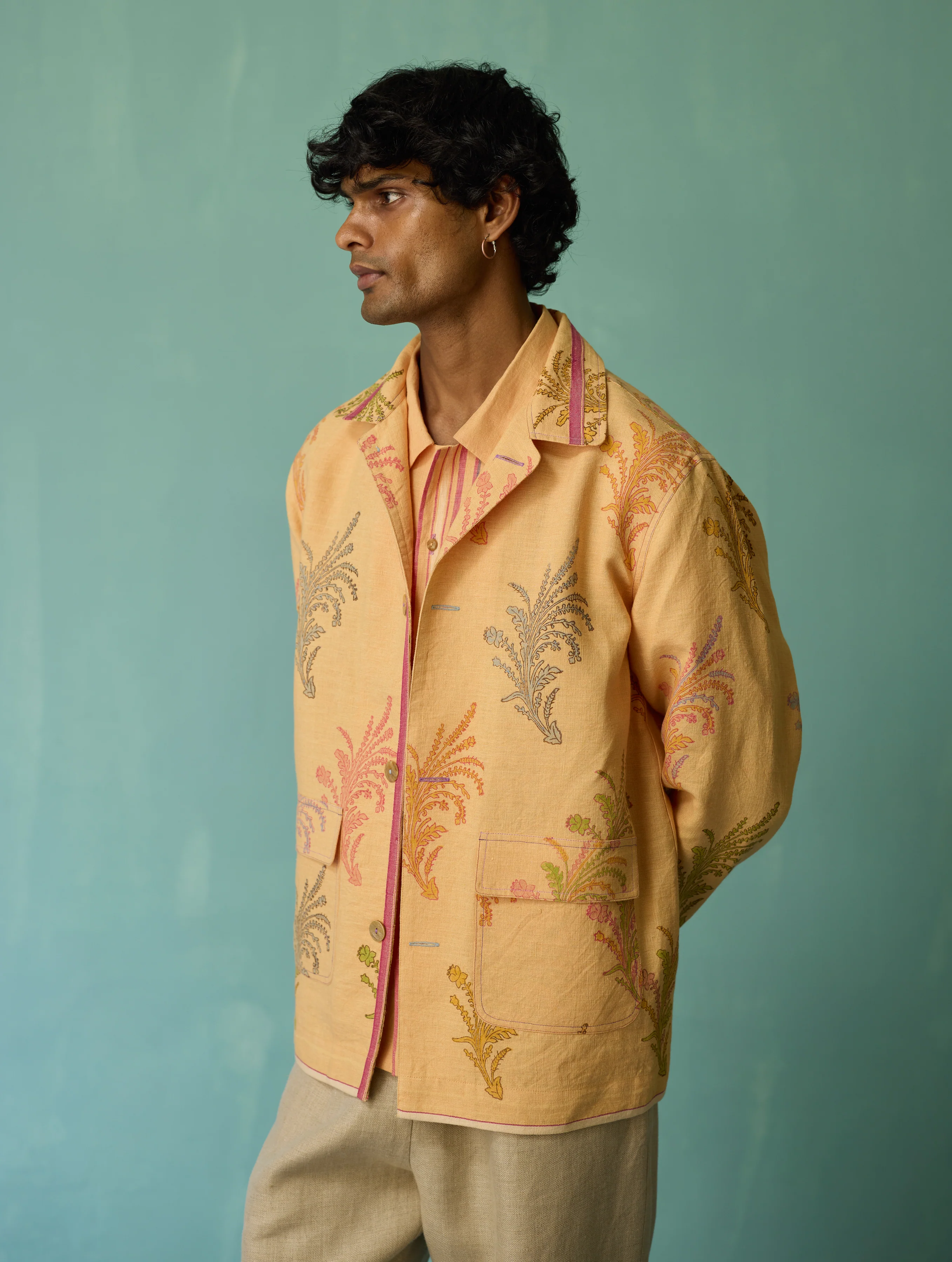 Bardor Floral Block-Printed Jacket - Apricot - Image 8