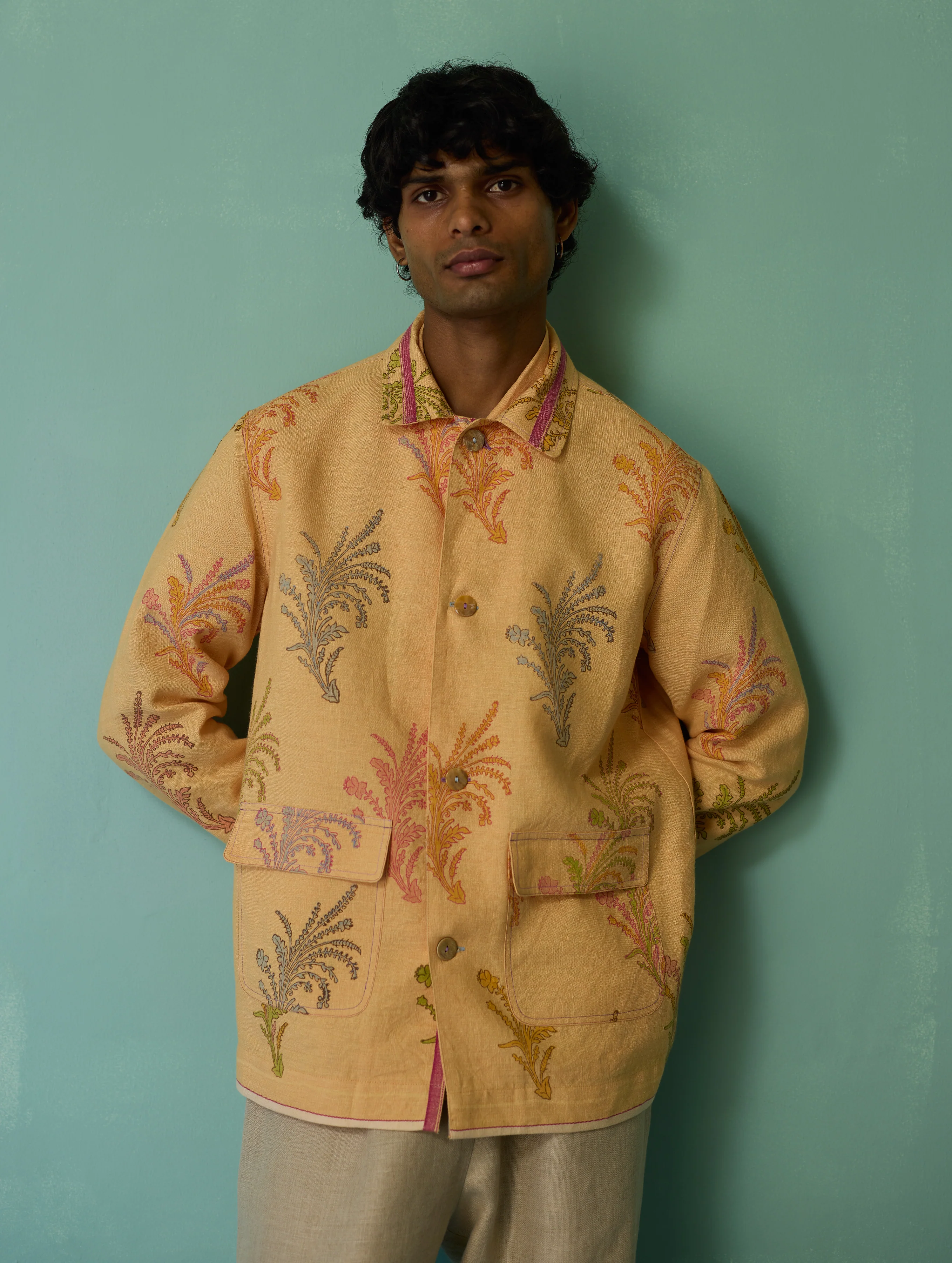 Bardor Floral Block-Printed Jacket - Apricot - Image 9