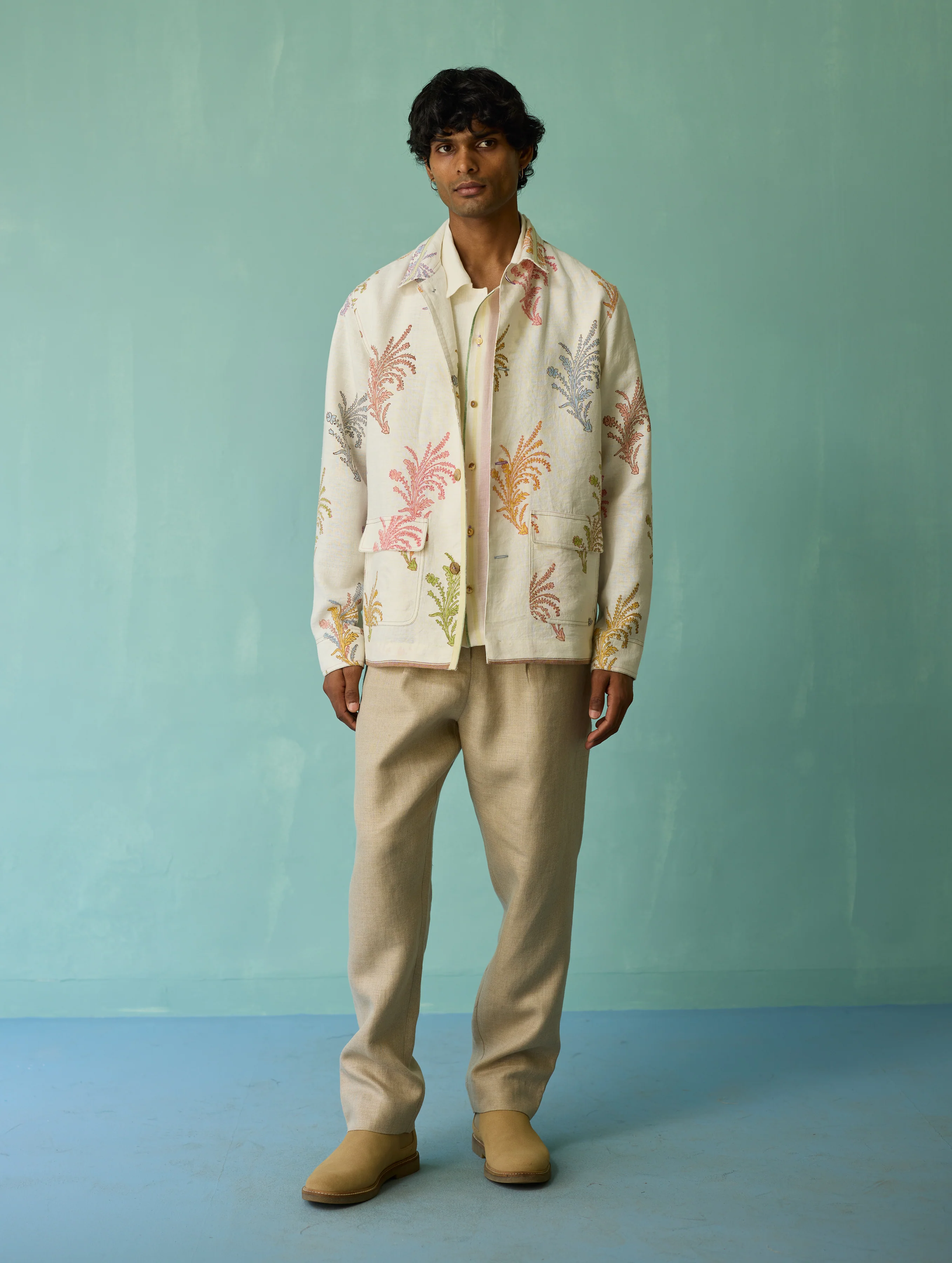 Bardor Floral Block-Printed Jacket - Ivory - Image 12