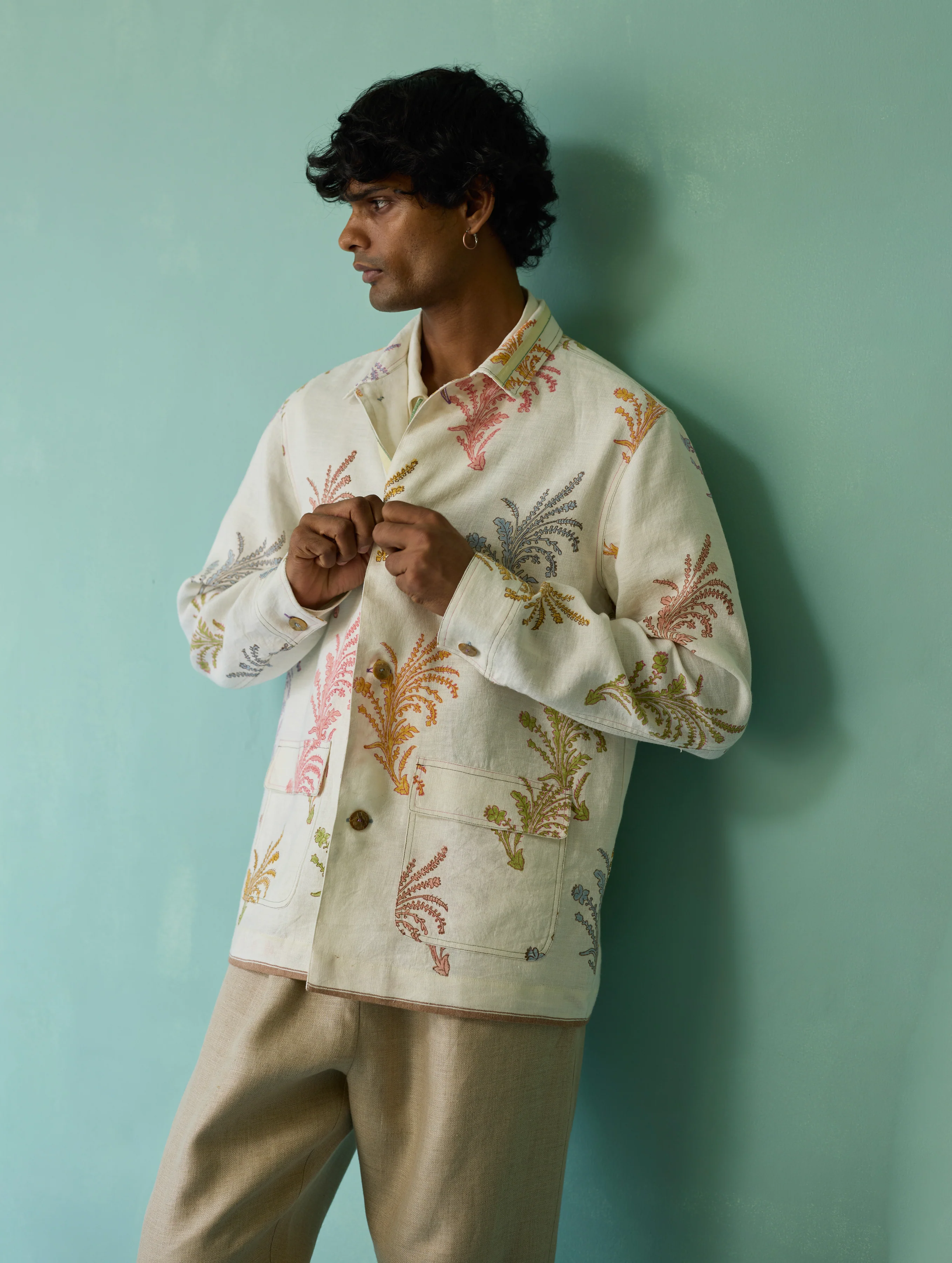 Bardor Floral Block-Printed Jacket - Ivory - Image 13
