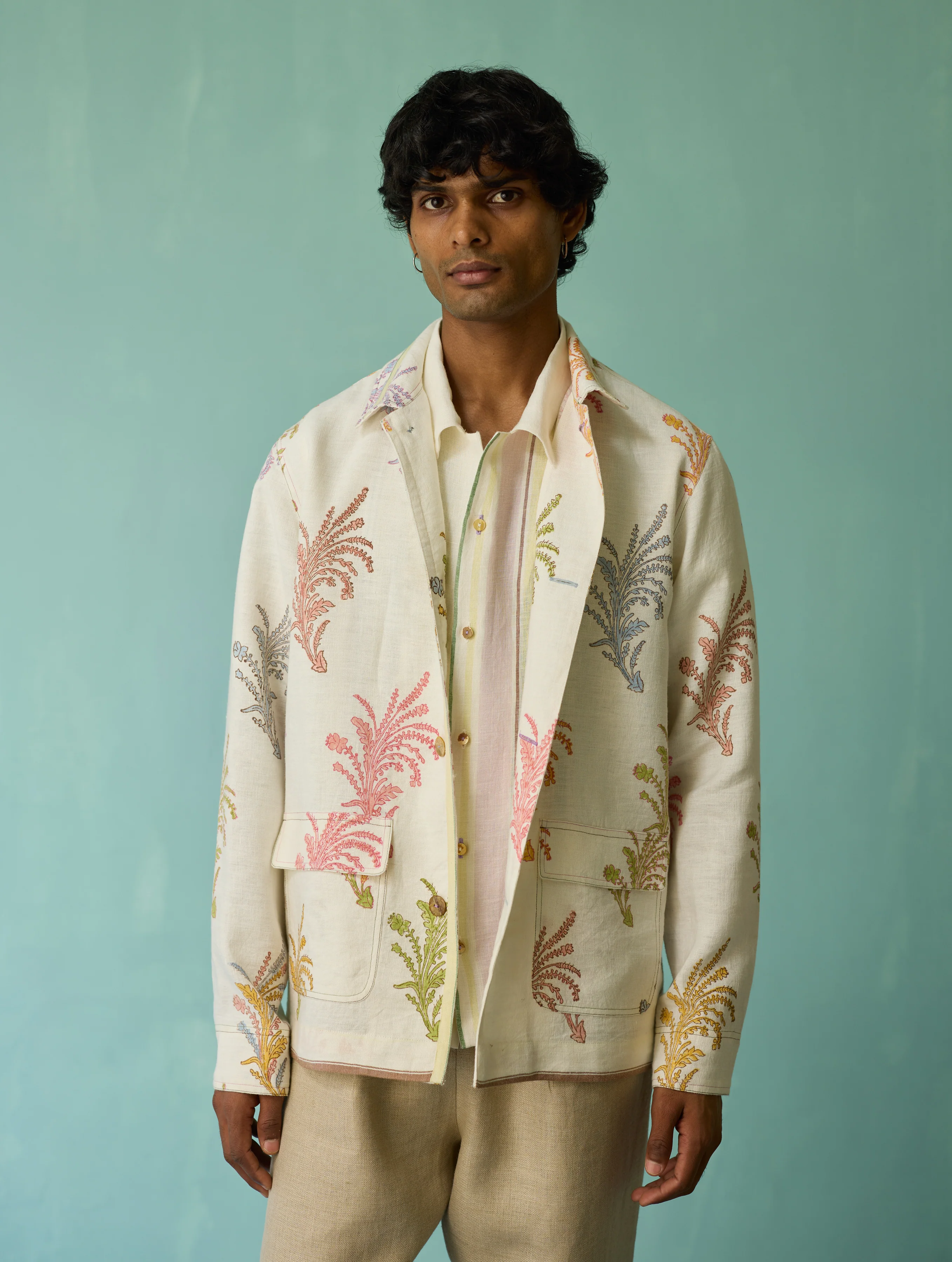 Bardor Floral Block-Printed Jacket - Ivory - Image 14