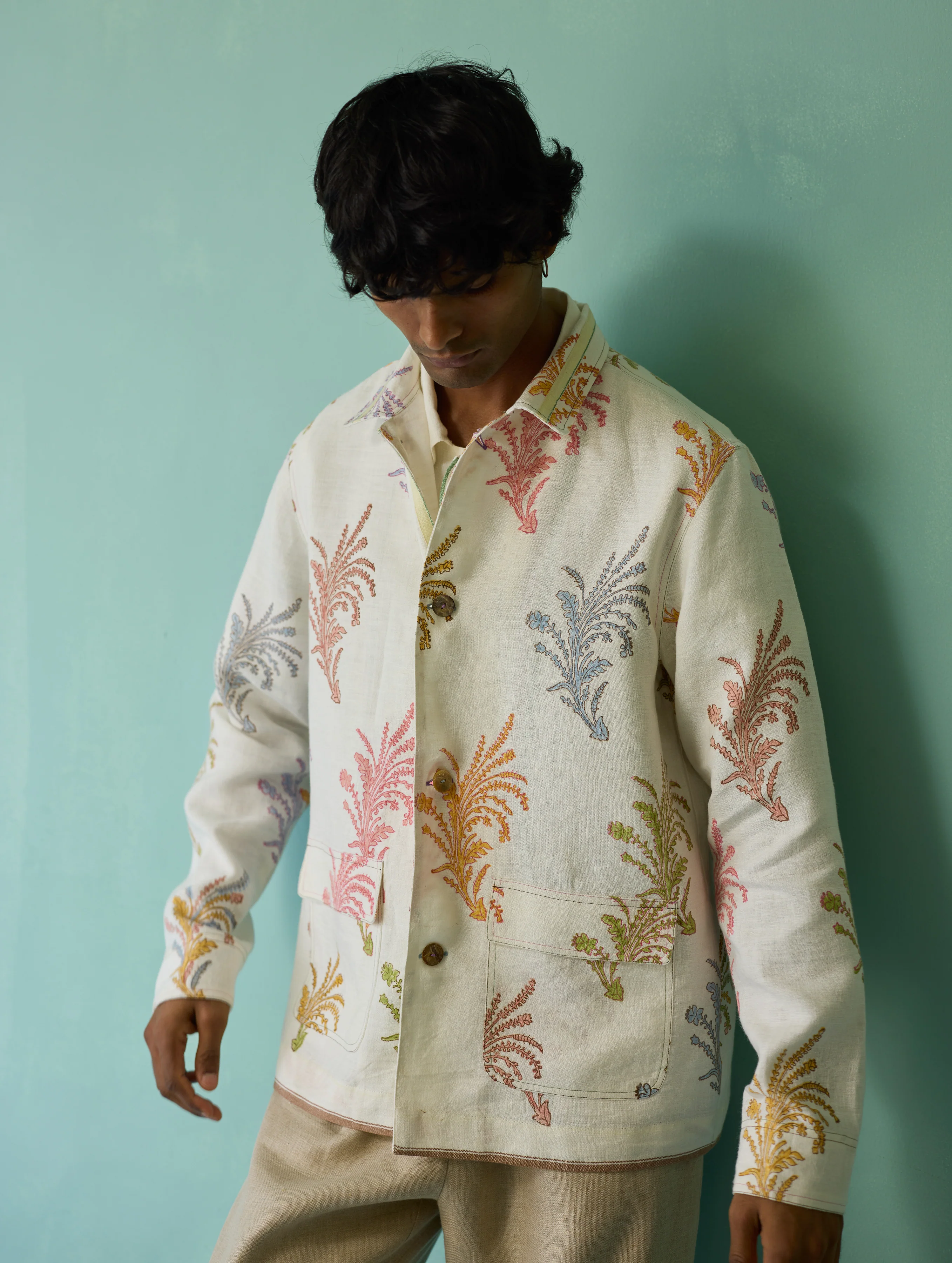 Bardor Floral Block-Printed Jacket - Ivory - Image 16