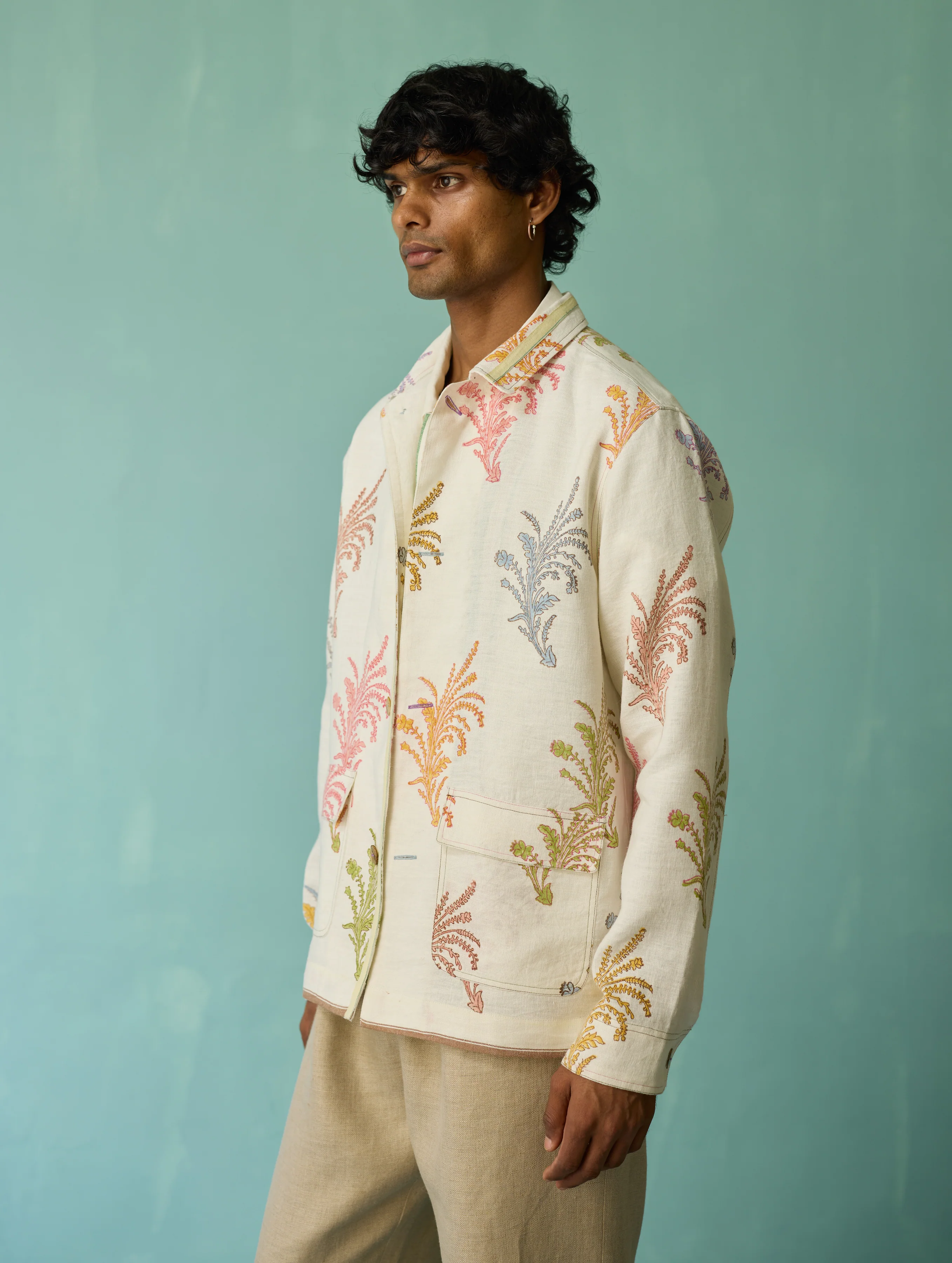 Bardor Floral Block-Printed Jacket - Ivory - Image 17