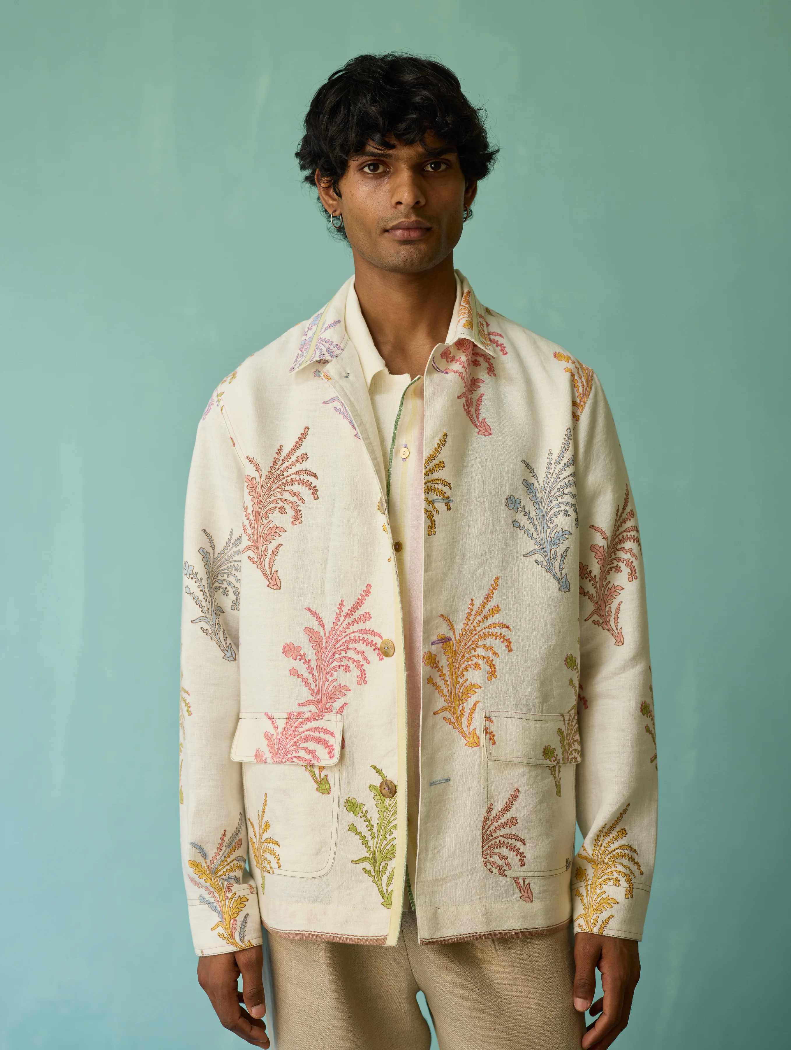 Bardor Floral Block-Printed Jacket - Ivory - Image 18