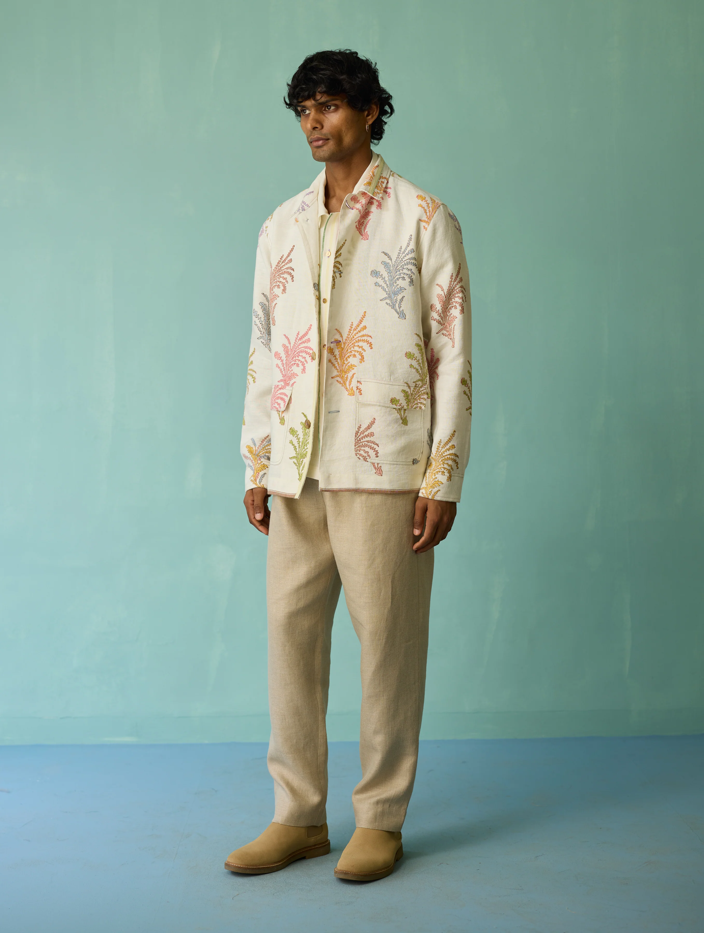 Bardor Floral Block-Printed Jacket - Ivory - Image 4