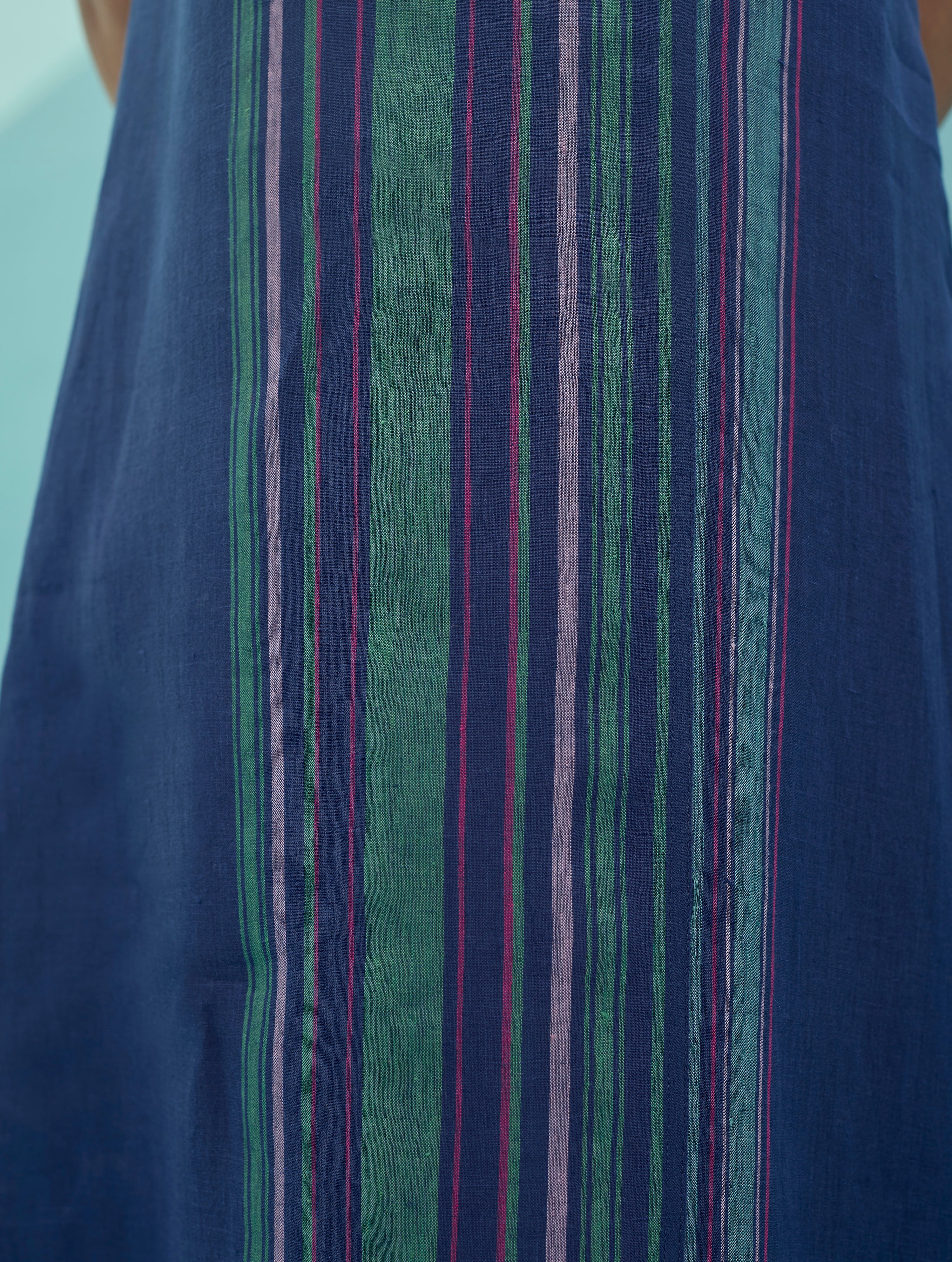 Beli Sleeveless Border Linen Dress - Indigo - Image 7