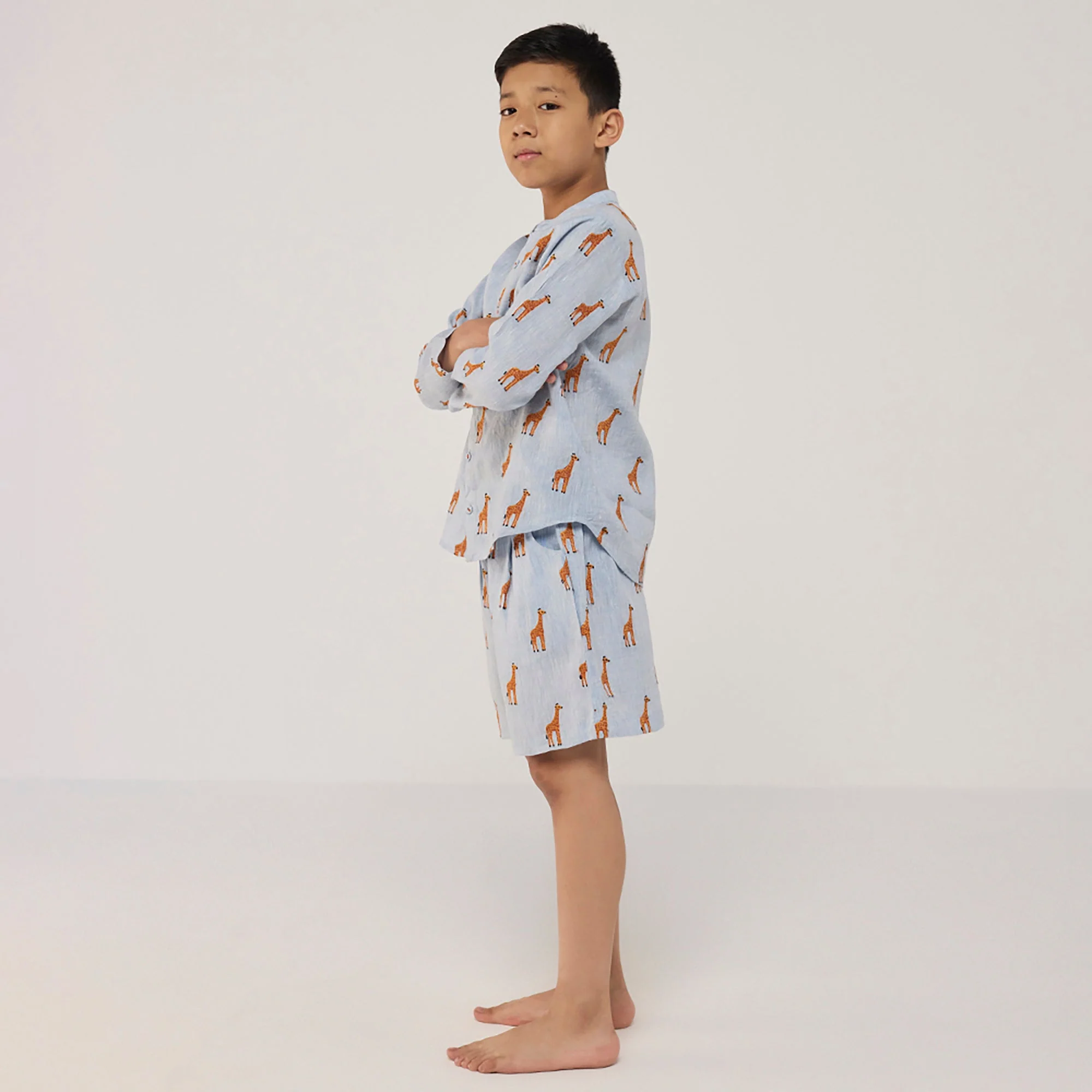 Ben Linen Shirt - Sky (Giraffe) - Image 3