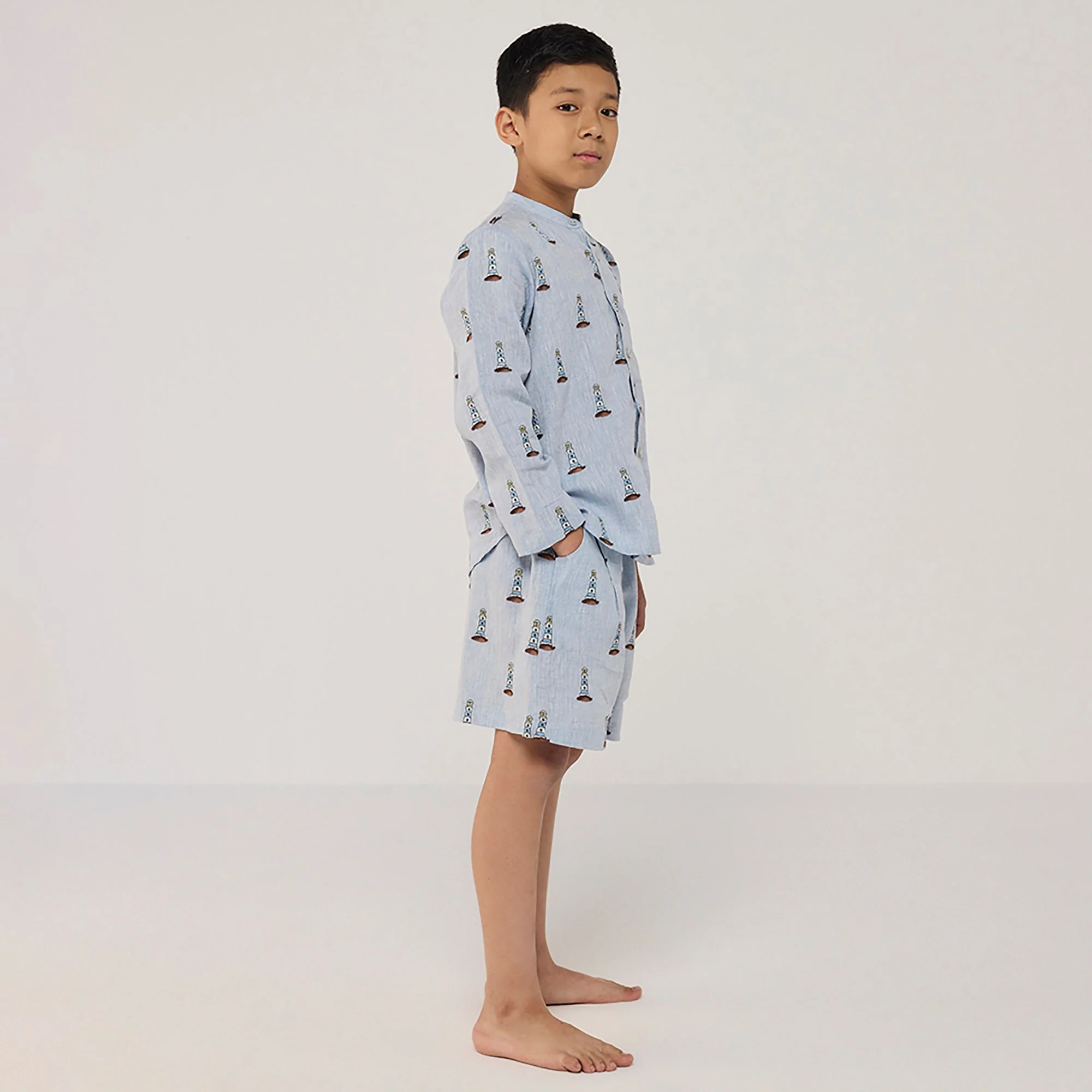 Ben Linen Shirt - Sky (Lighthouse) - Image 2