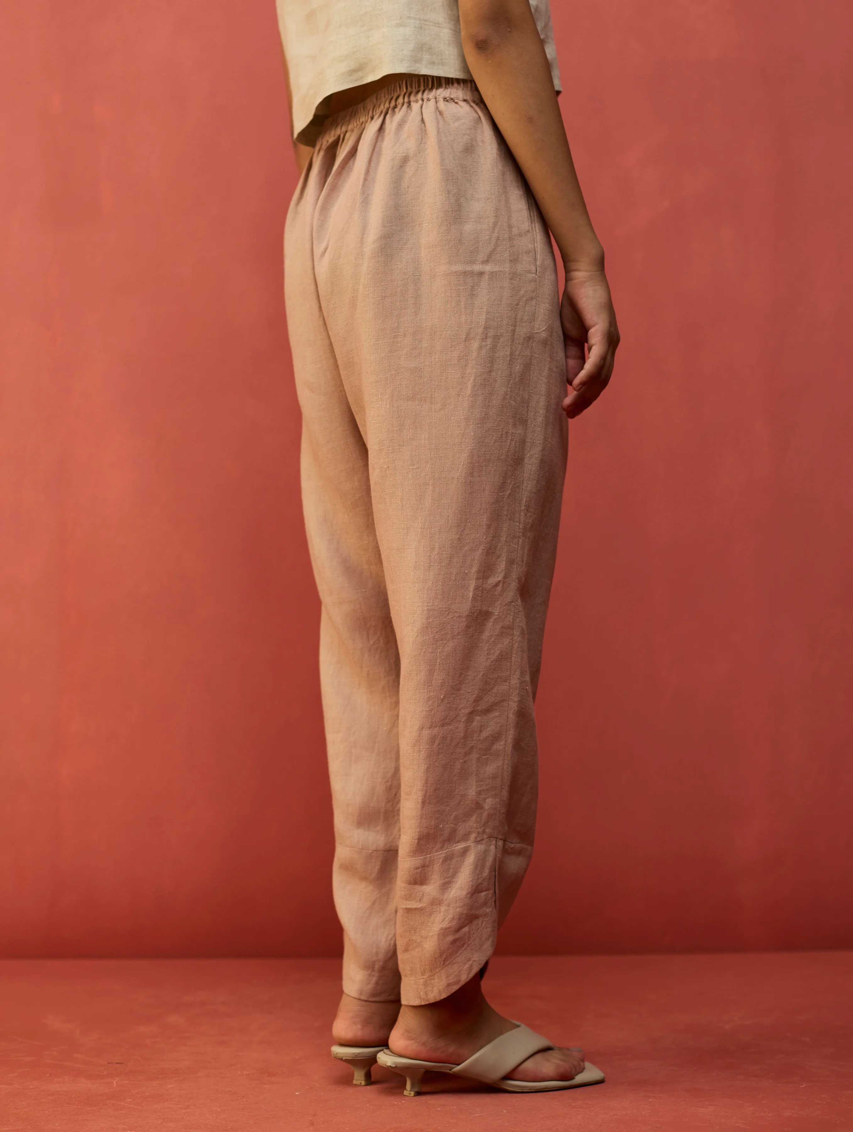 Bunka Stripe Linen Kurta Set - Dusty Rose - Image 14