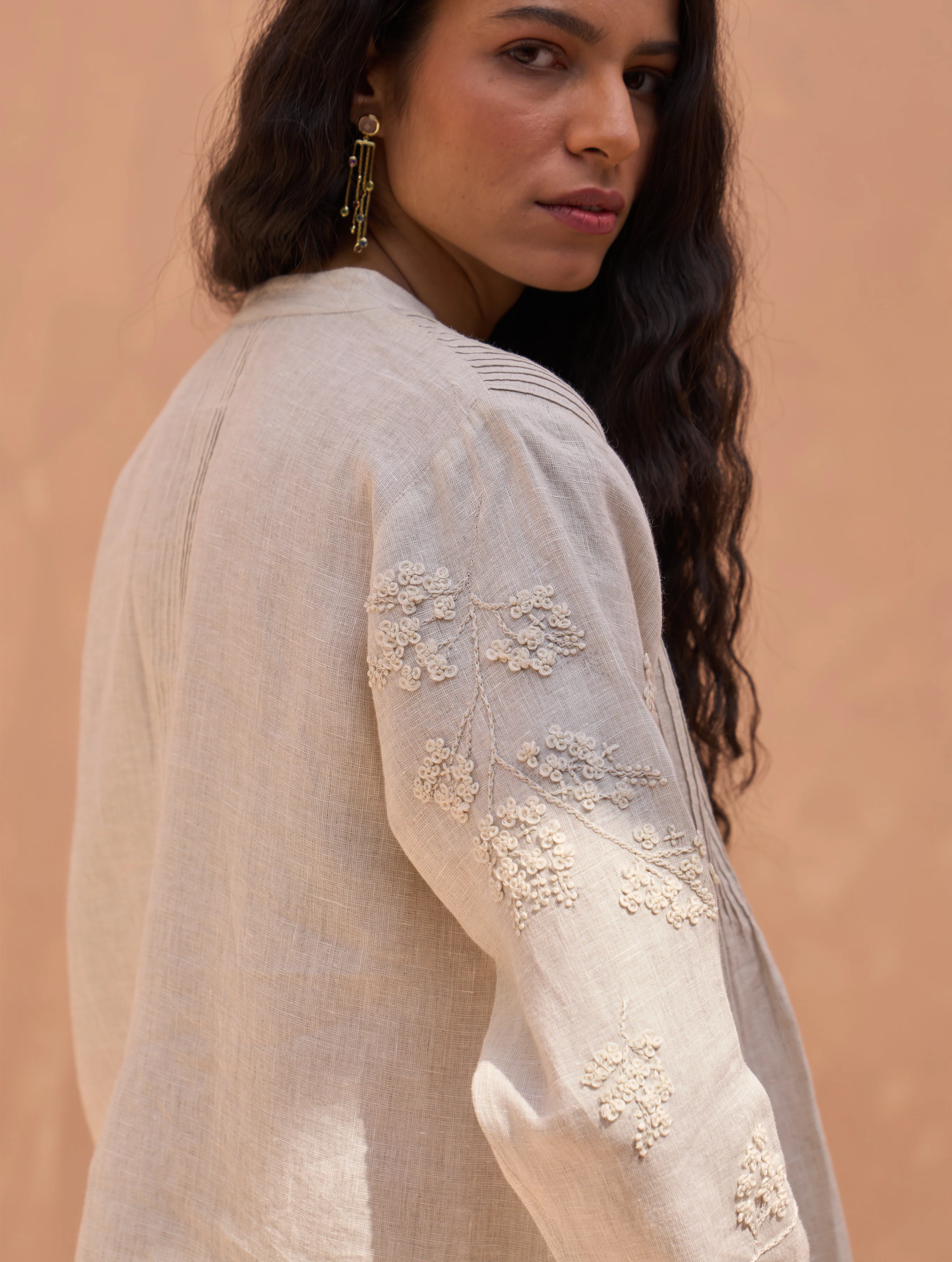 Camille Hand-Embroidered Co-ord Set - Off White - Image 4