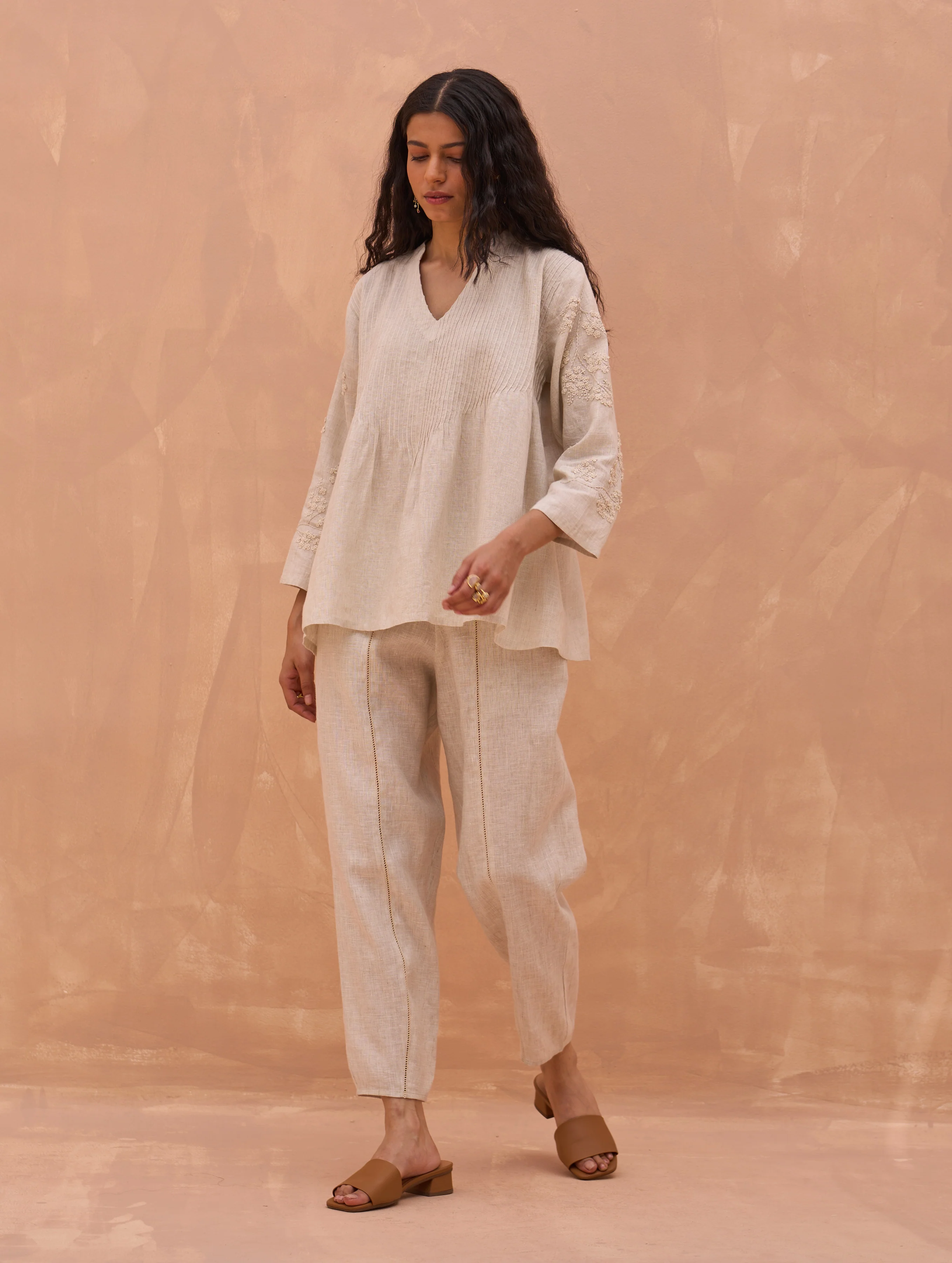 Camille Hand-Embroidered Co-ord Set - Off White - Image 6