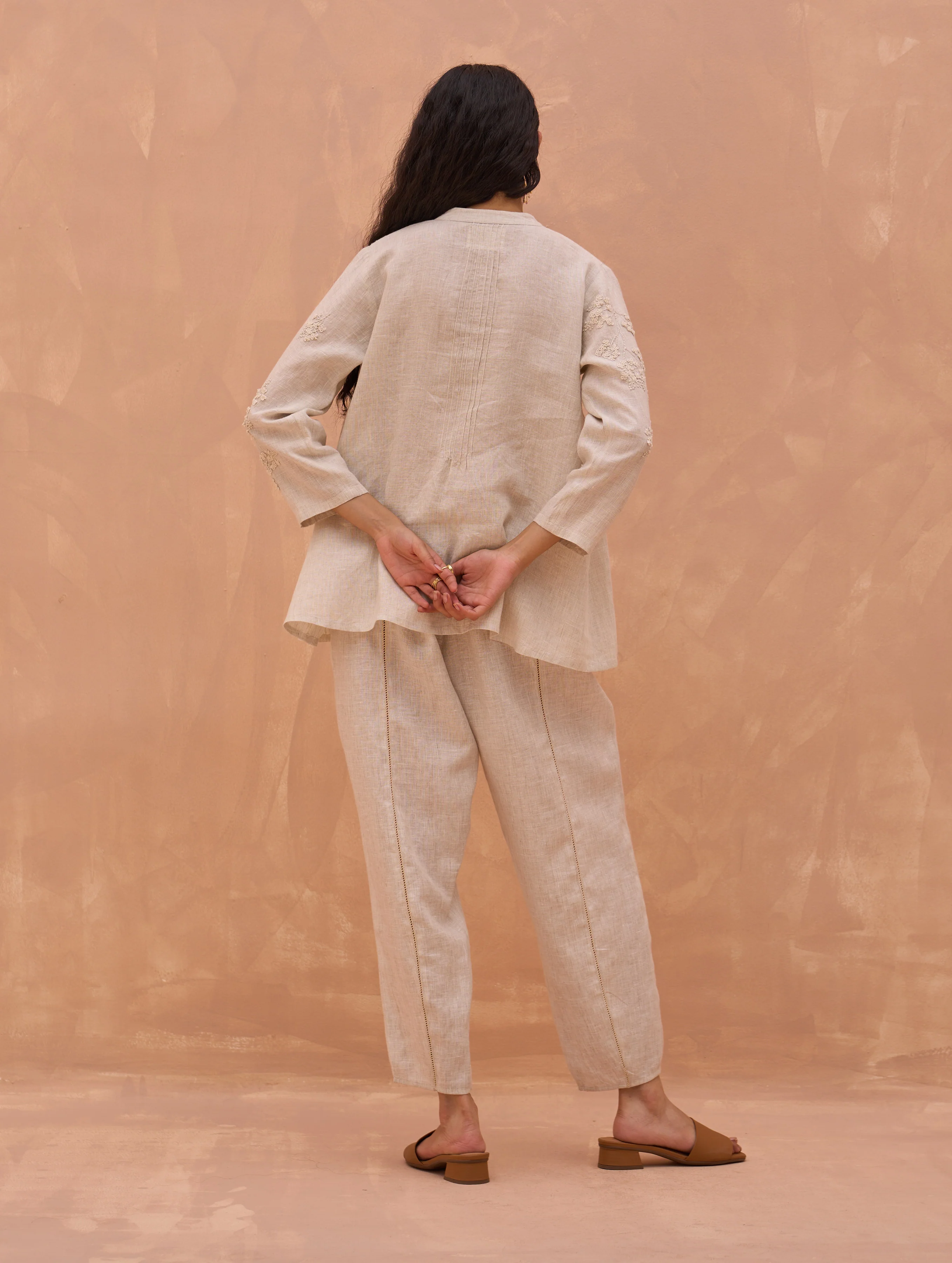Camille Hand-Embroidered Co-ord Set - Off White - Image 8