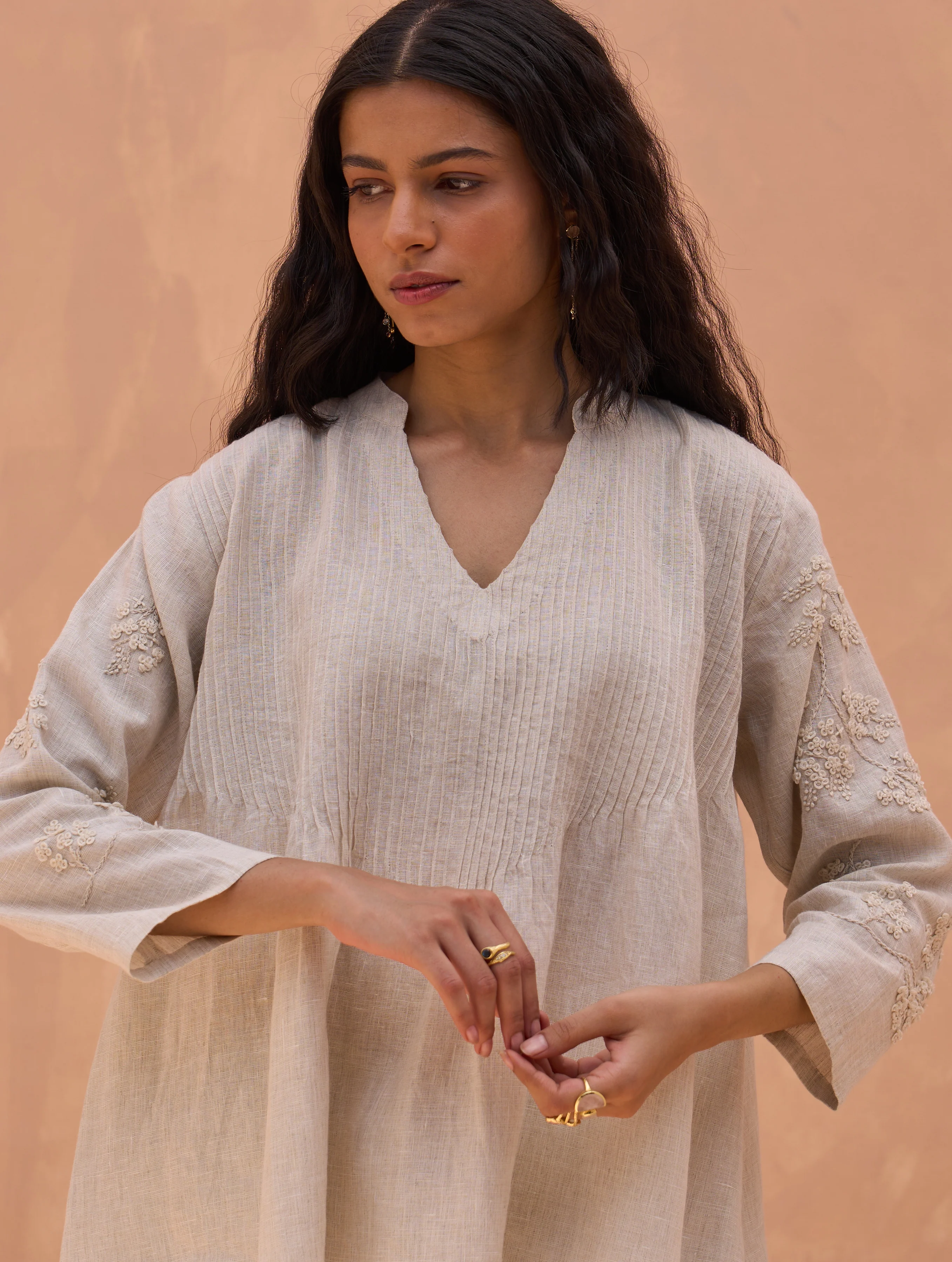 Camille Hand-Embroidered Tunic - Off White - Image 5