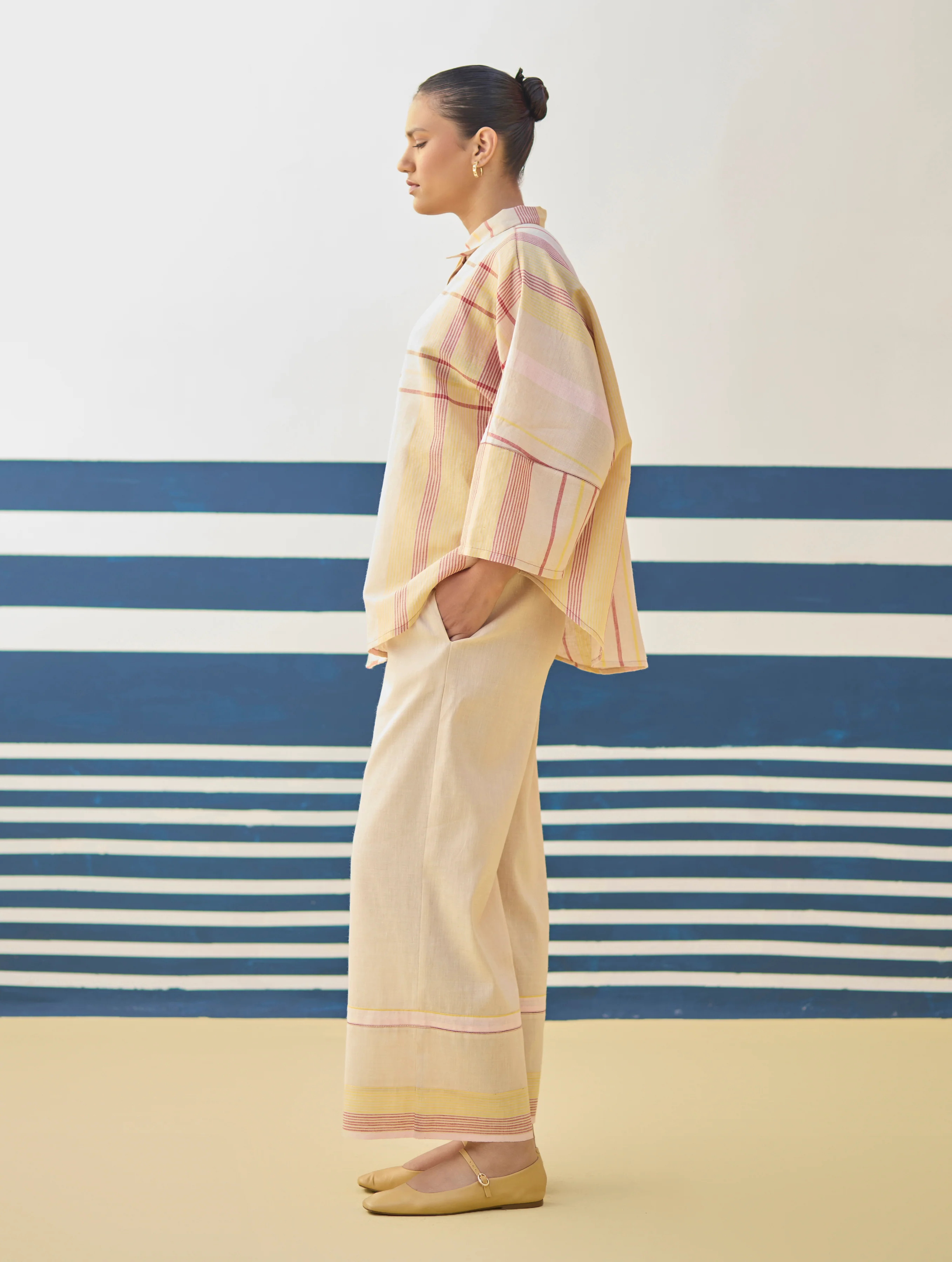 Cara Check Linen Co-ord Set - Sand - Image 5